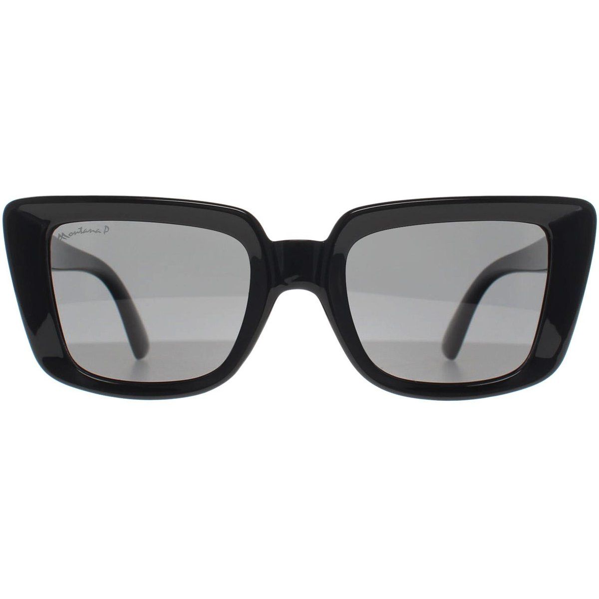Damen Rechteckige Sonnenbrille Glänzend Schwarz