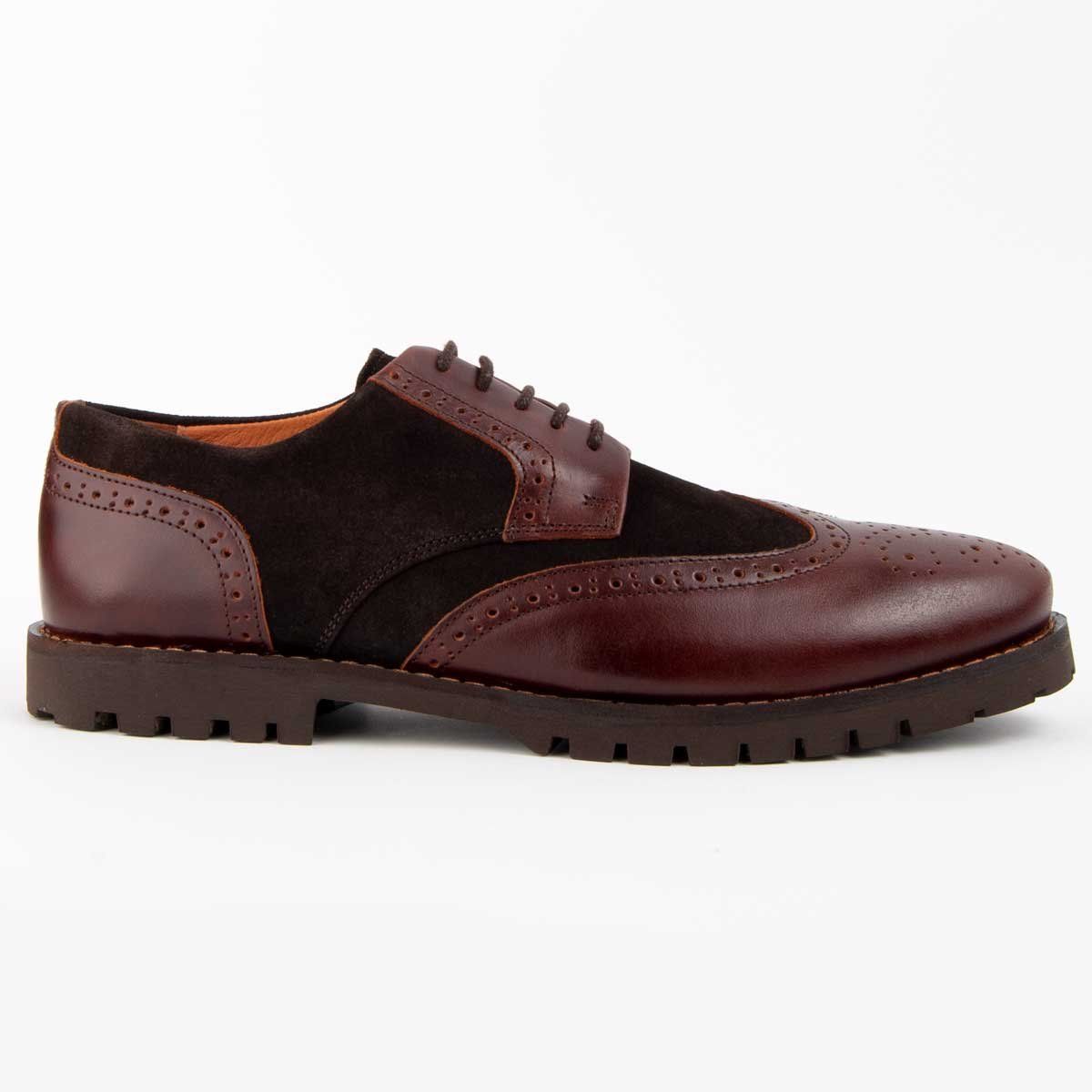 Zweifarbiger Leder Oxford Schuh mit Flügelkappe