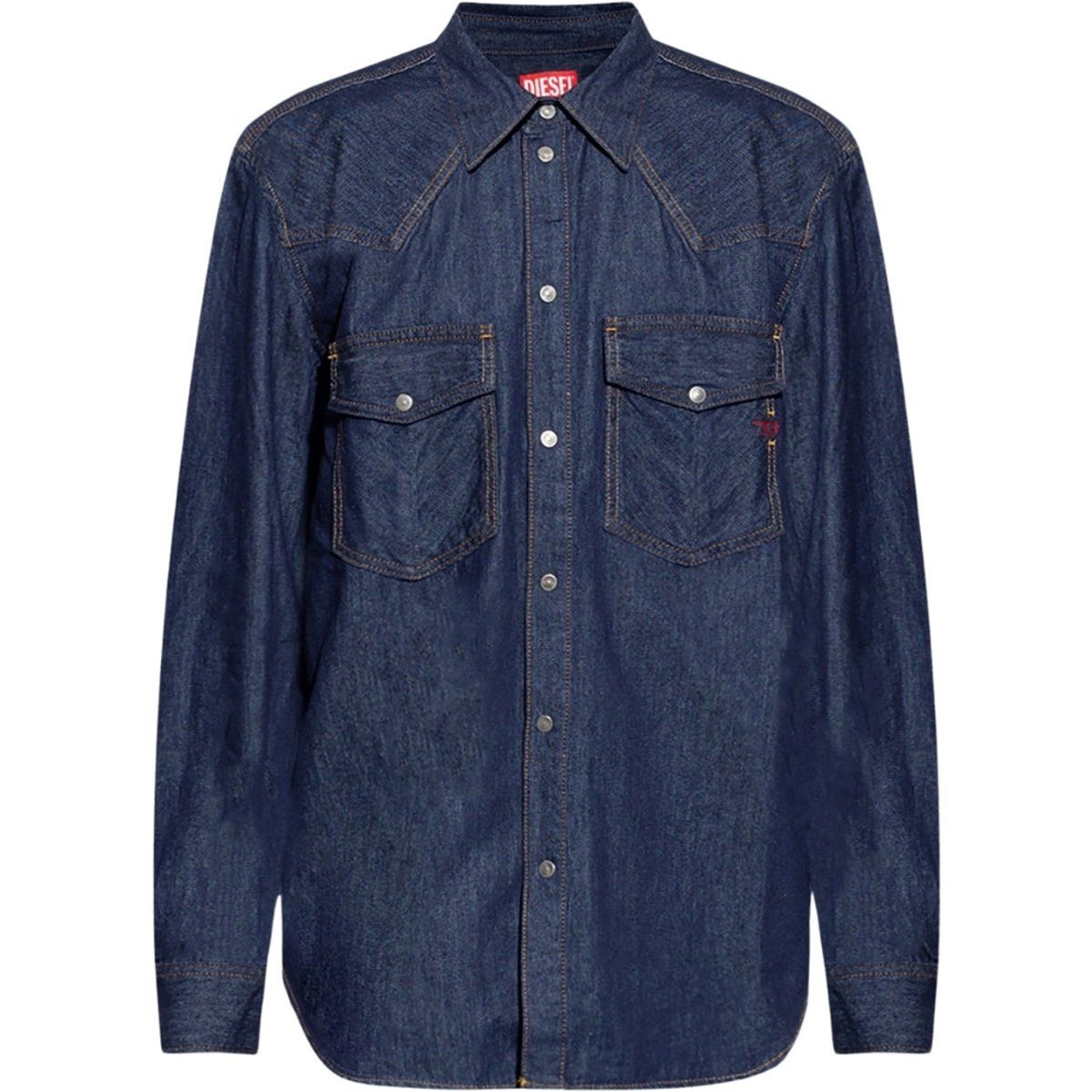Dunkelblaues Denim Western Hemd