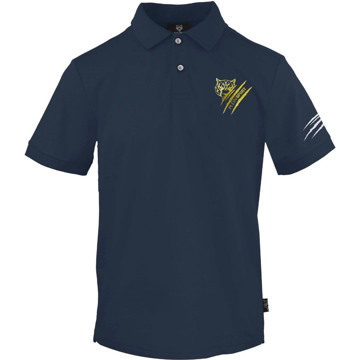 Marineblaues Baumwoll-Poloshirt mit Logo-Detail