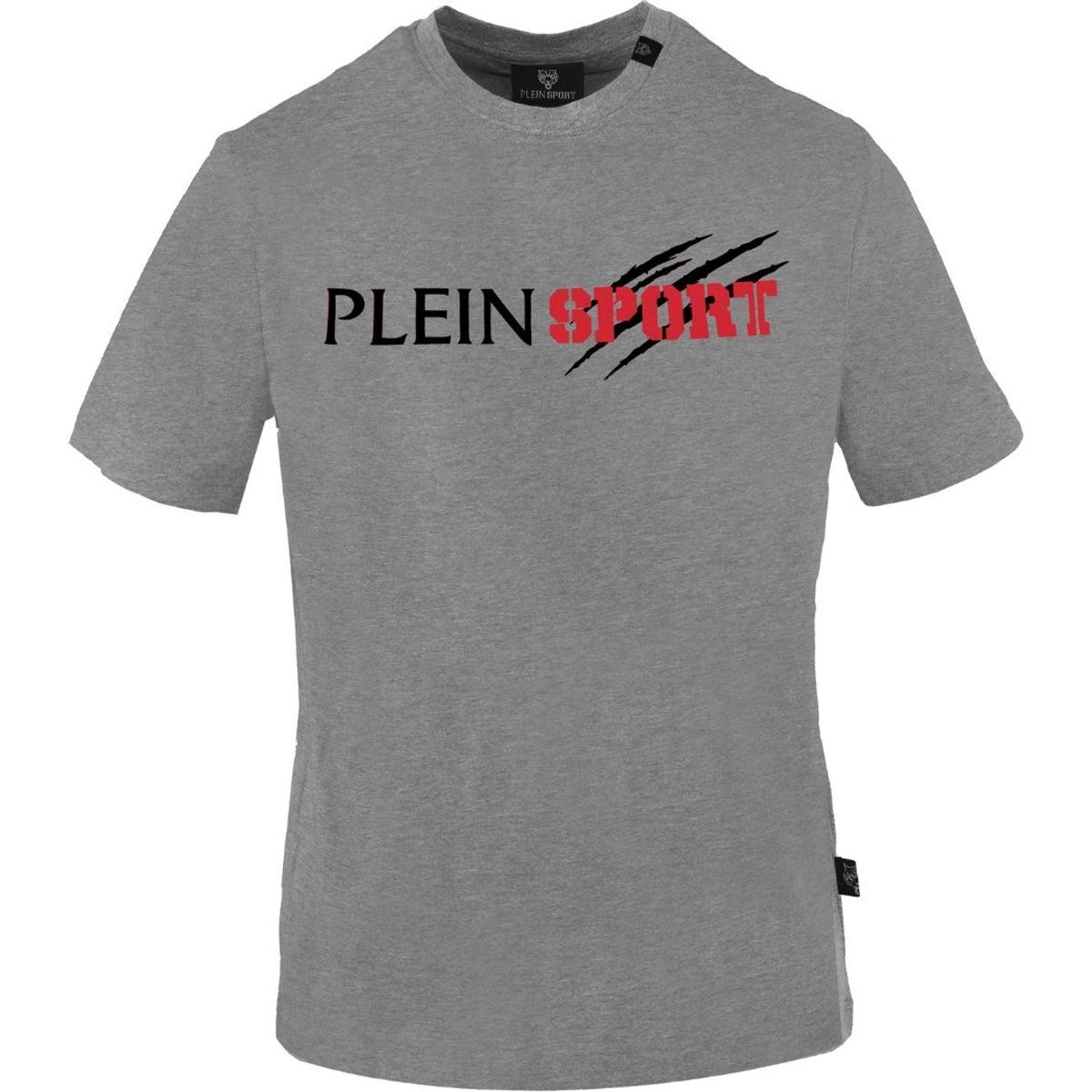 Graues Baumwoll T-Shirt mit Logo-Print