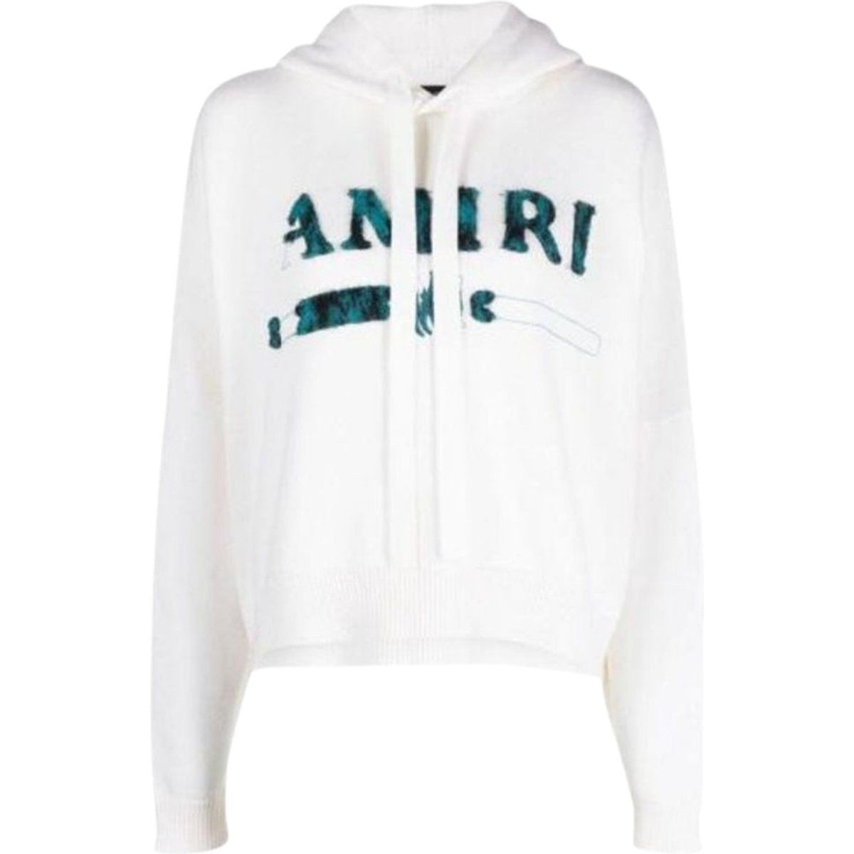 Weißer Strick-Hoodie mit Grafiklogo