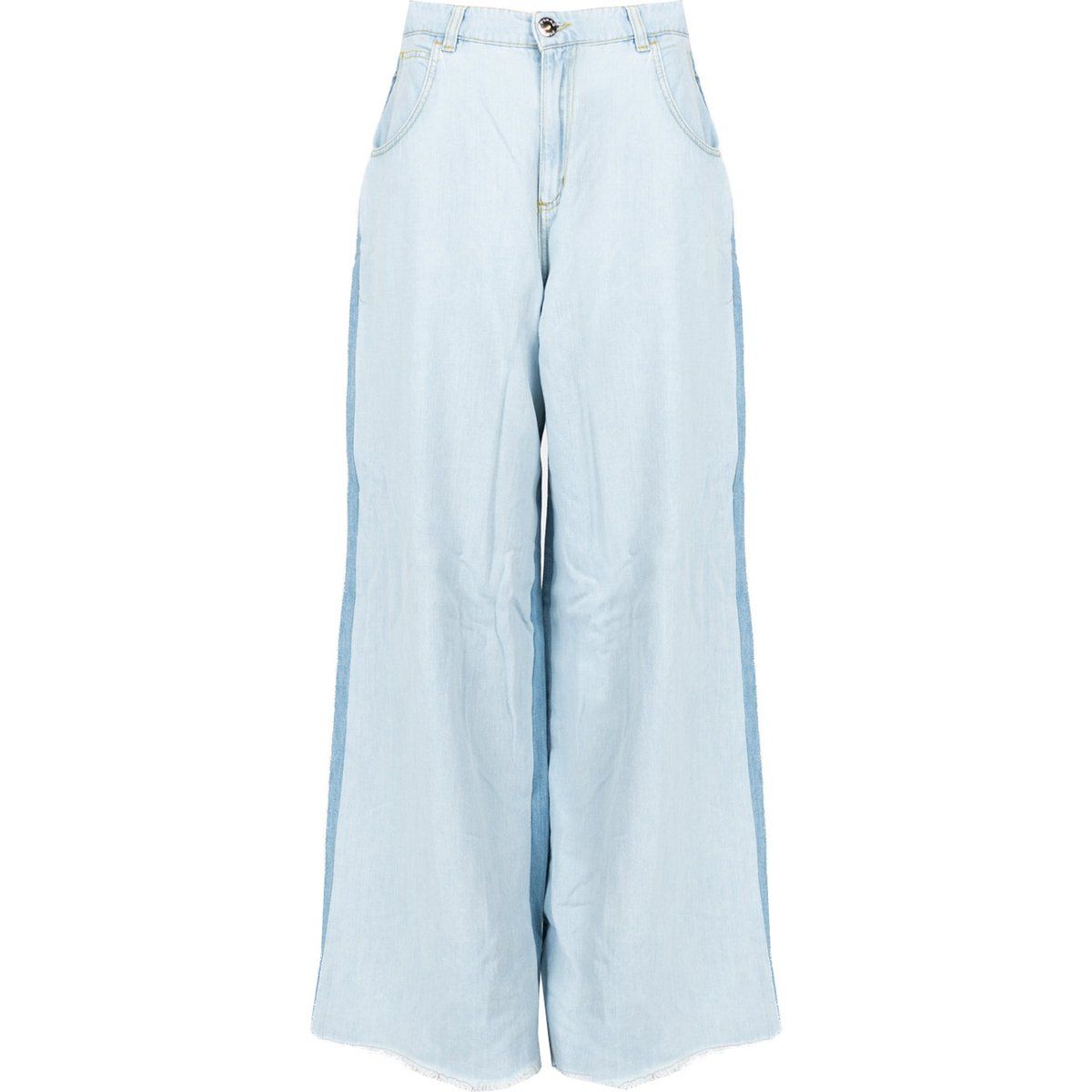 Weite Jeanshose mit ausgefranstem Saum