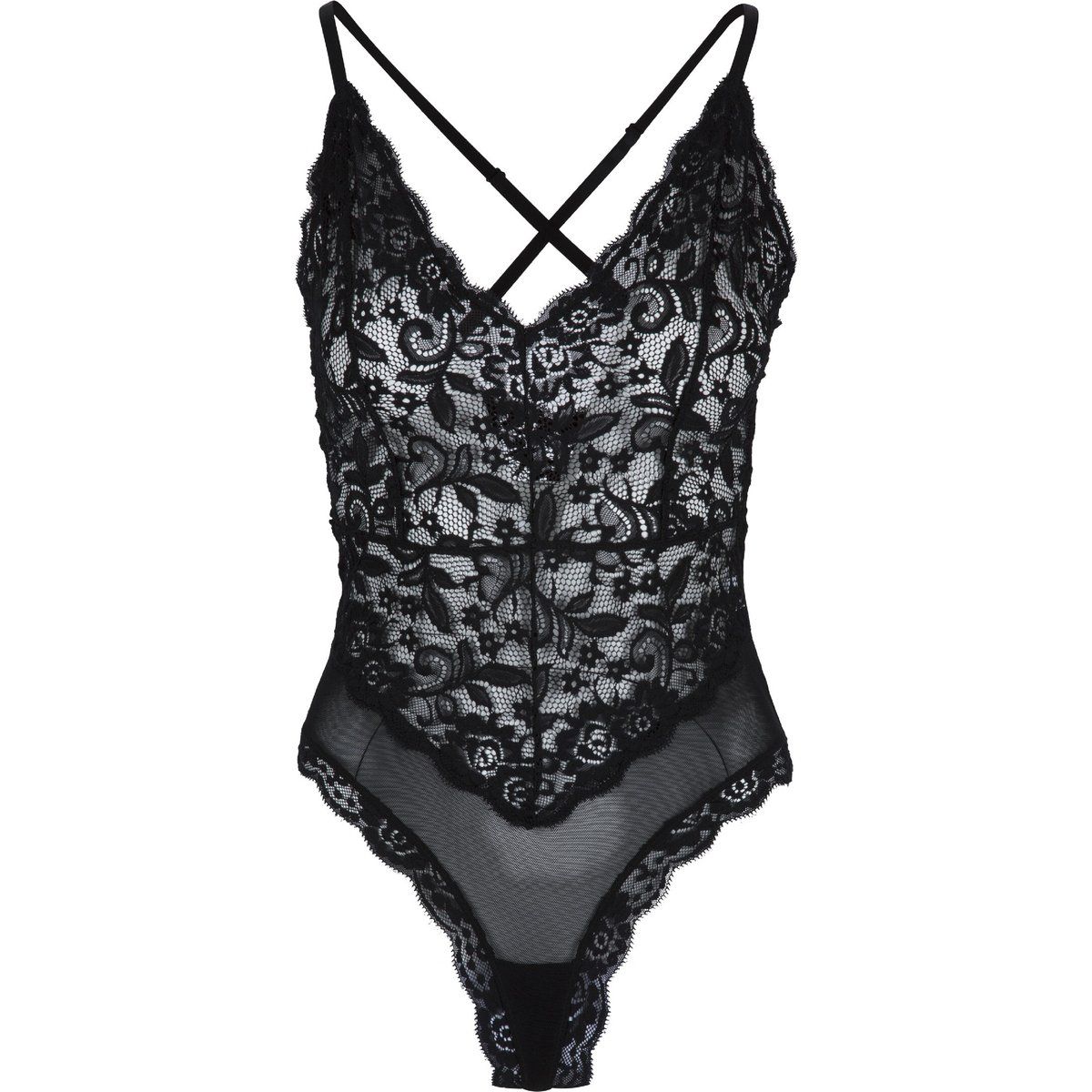 Schwarzer floraler Spitzenbody