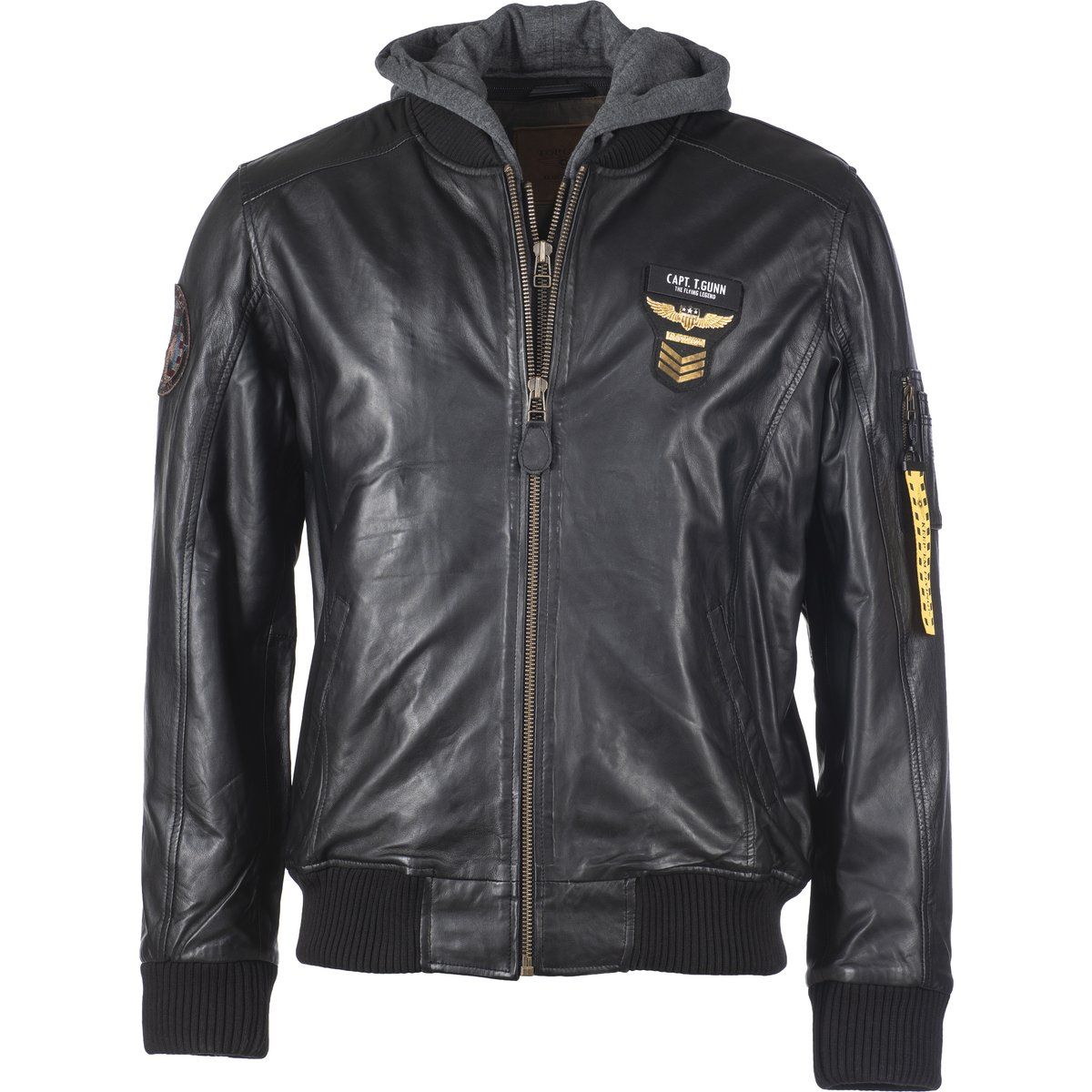 Top Gun Lederjacke mit Kapuze