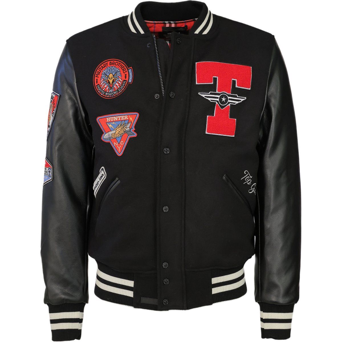 Bomberjacke mit Flicken und Kunstlederärmeln