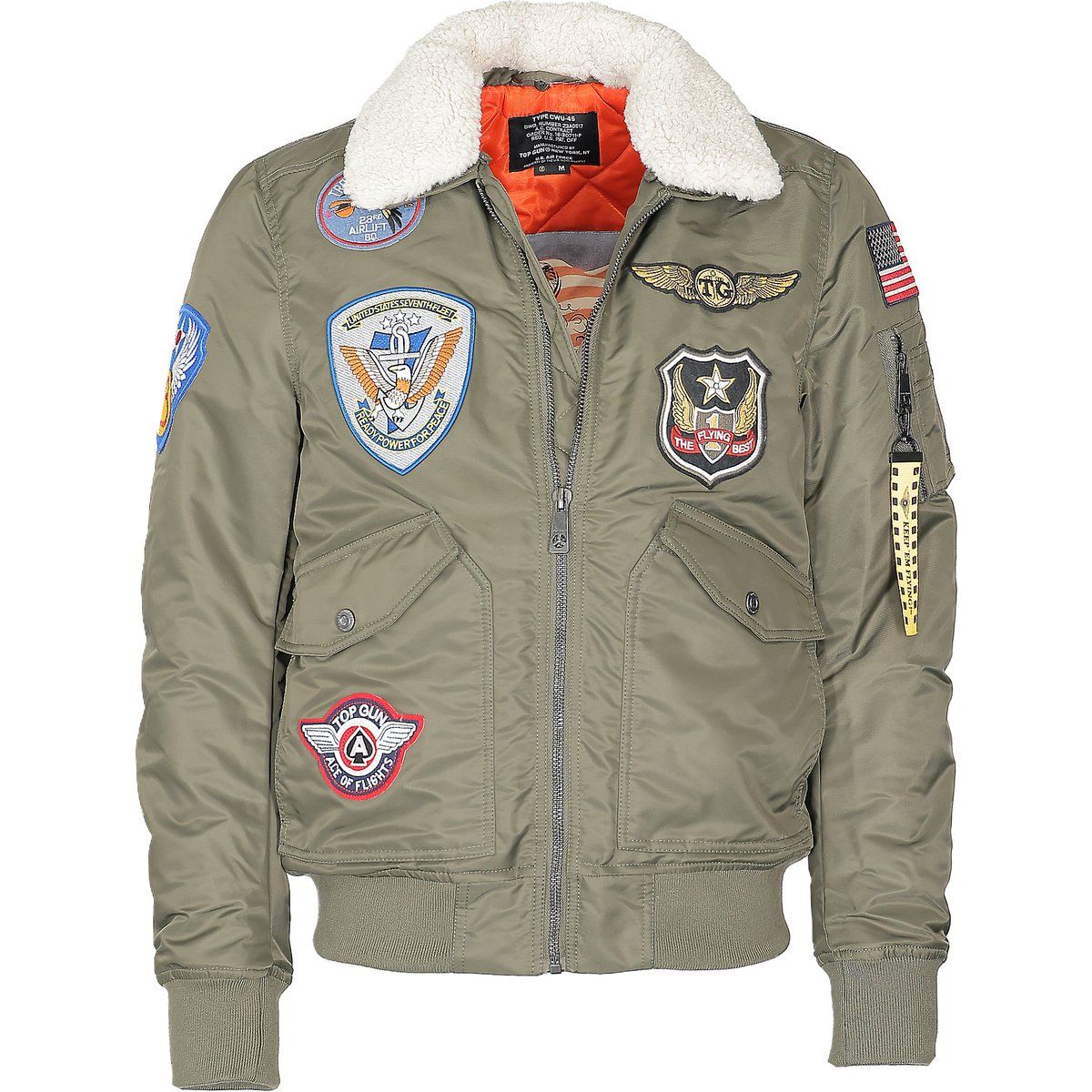 Bomberjacke mit Flicken und Kunstfellkragen
