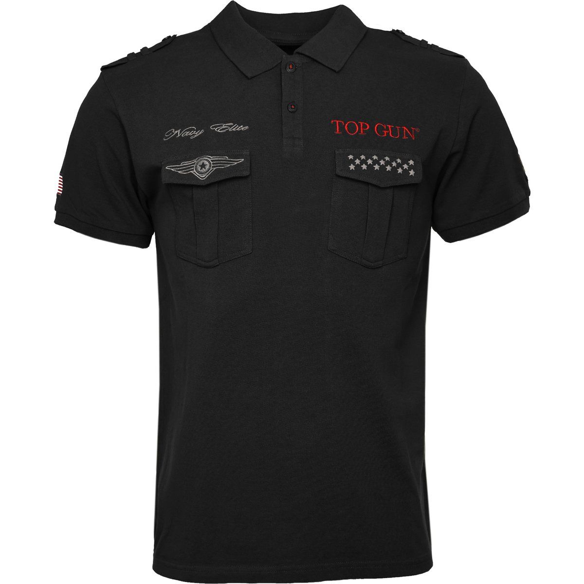 Top Gun Poloshirt mit Stickereien