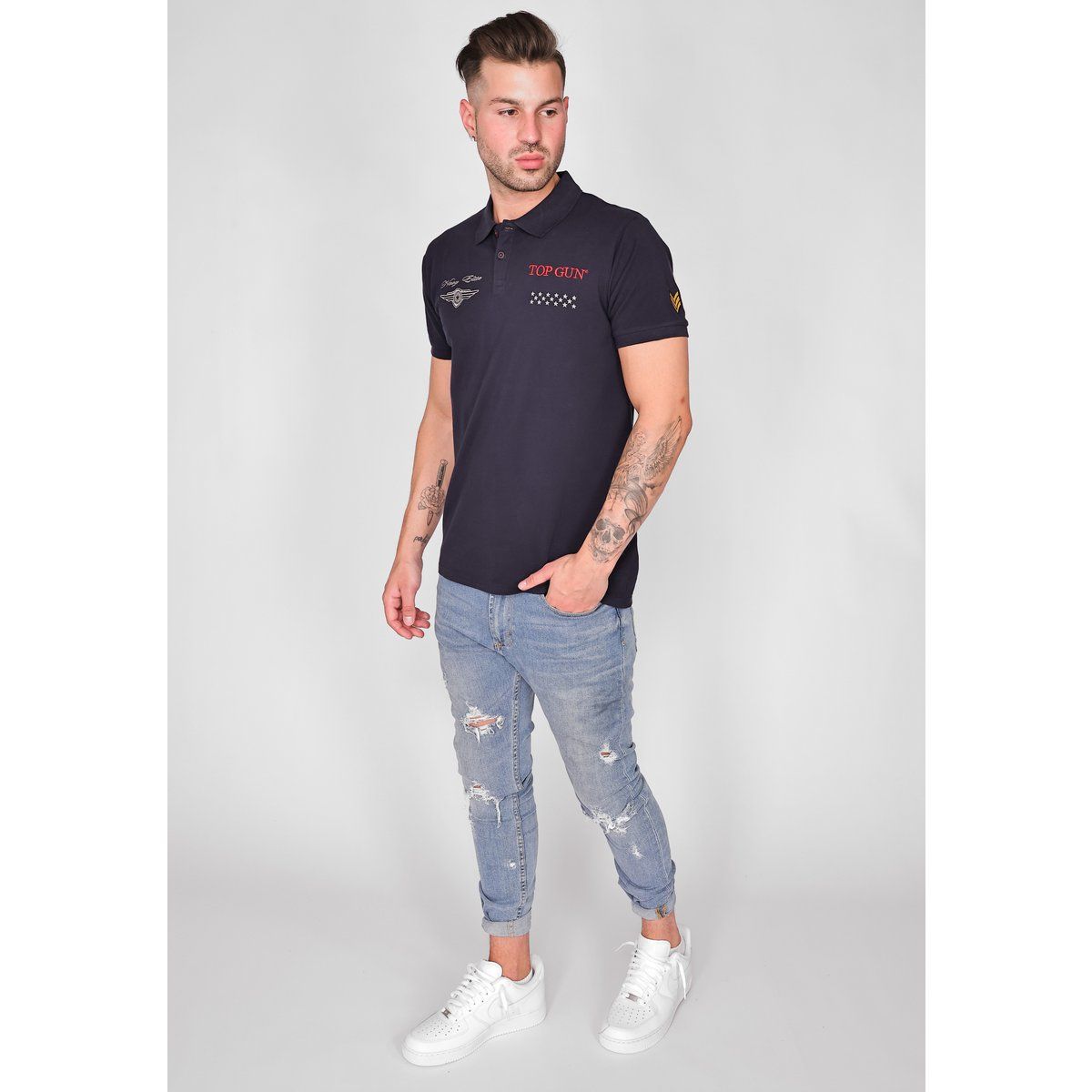 Top Gun Poloshirt mit Stickerei