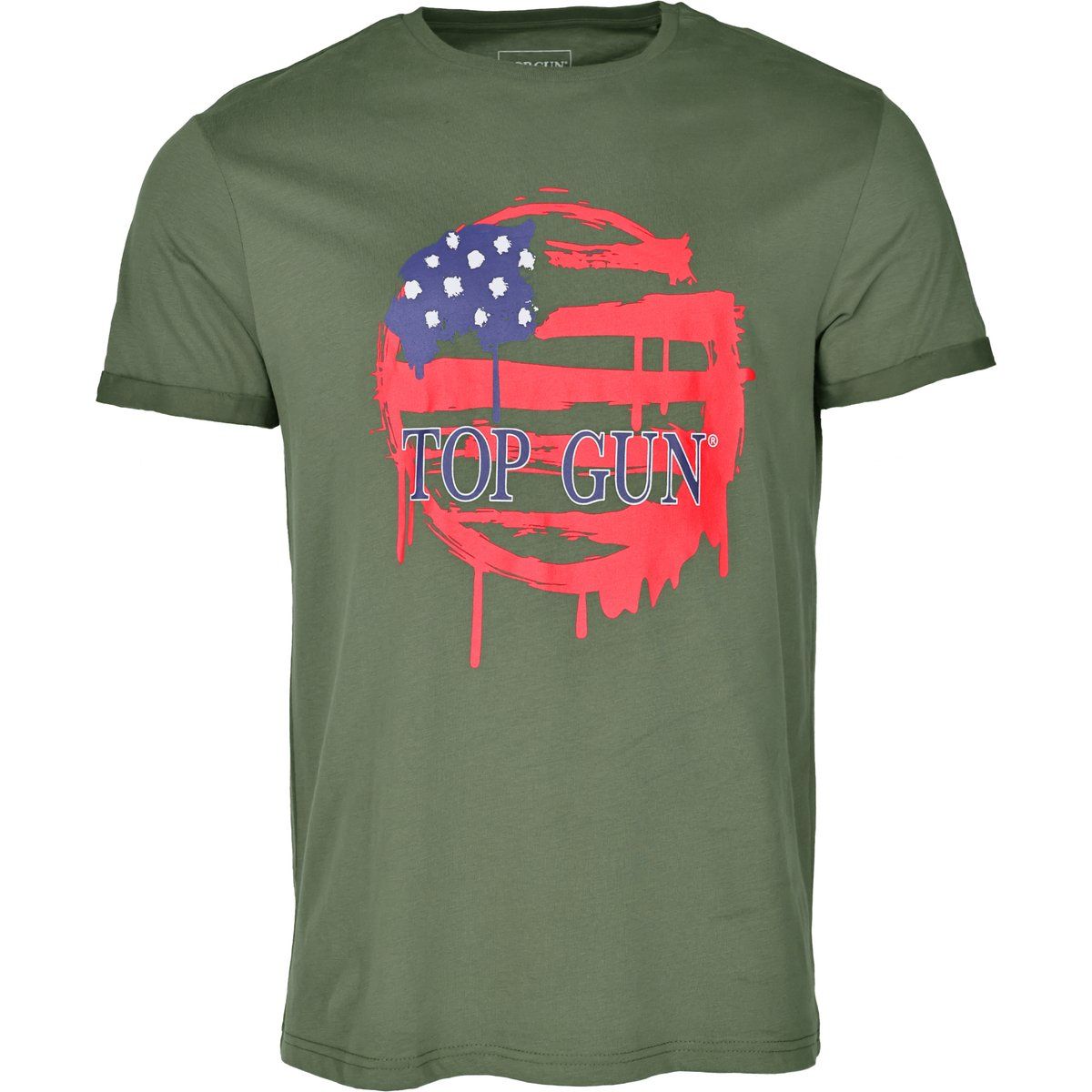 Top Gun T-Shirt mit US Flaggen Druck