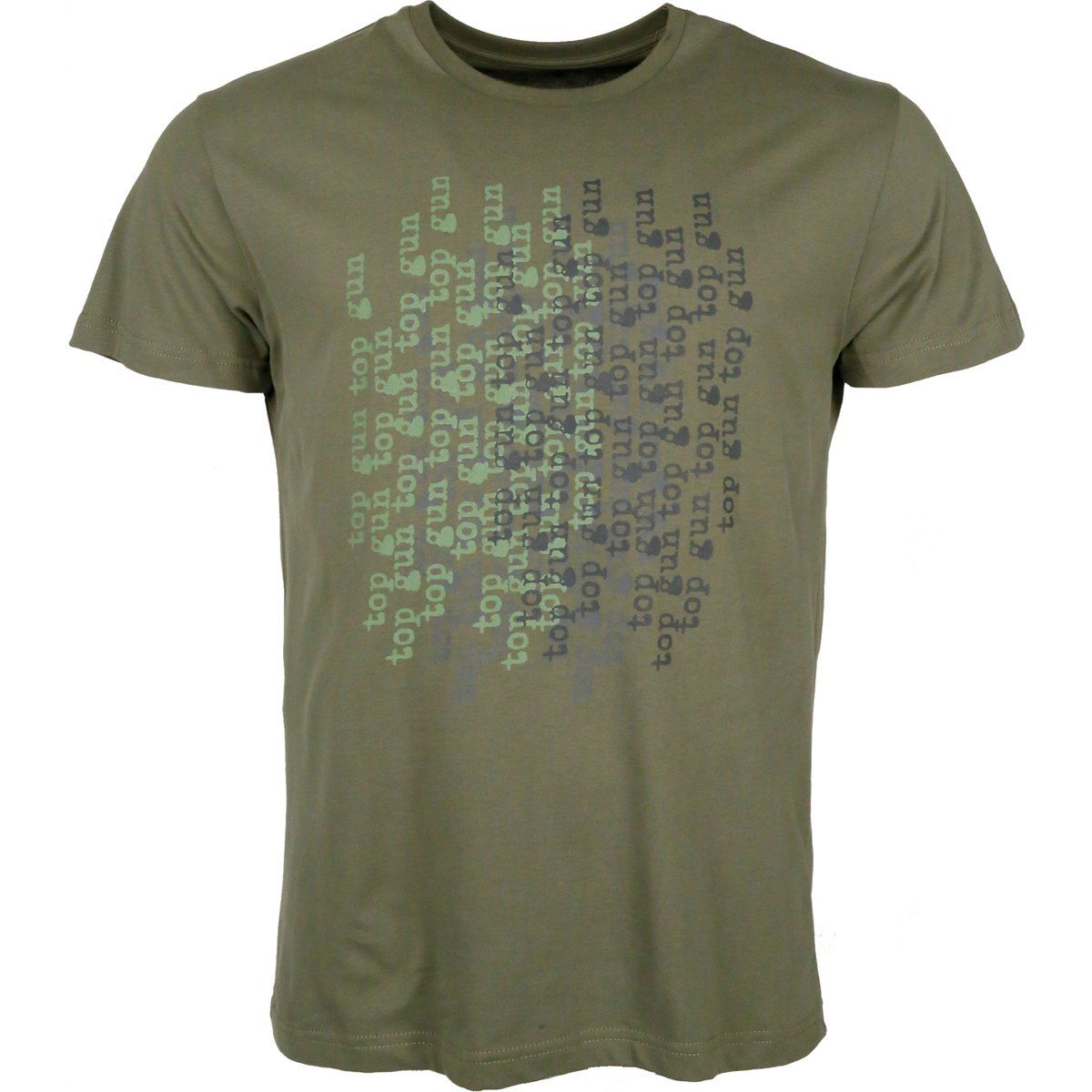 Olivgrünes Top Gun Aufdruck T-Shirt