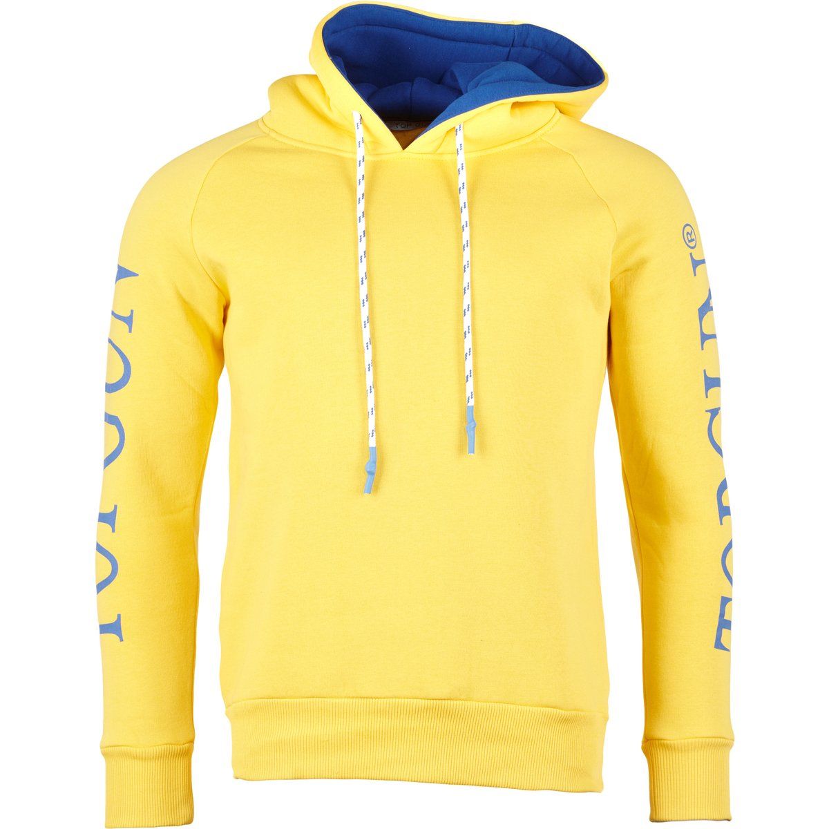 Sonnengelber Baumwoll-Kapuzenpullover mit Grafik