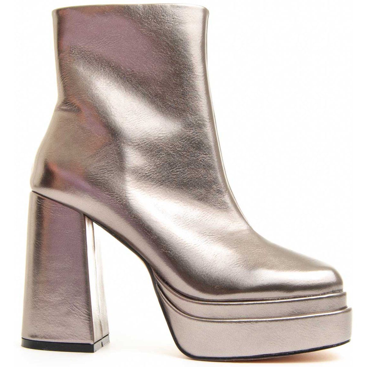 Metallic Plateau-Stiefelette