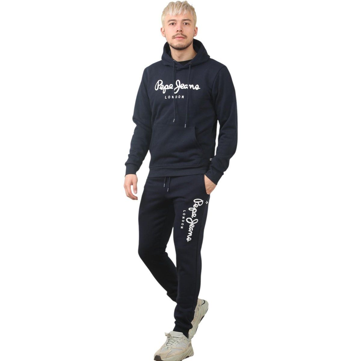 Marineblaues Hoodie- und Jogginghosen-Set mit Logo