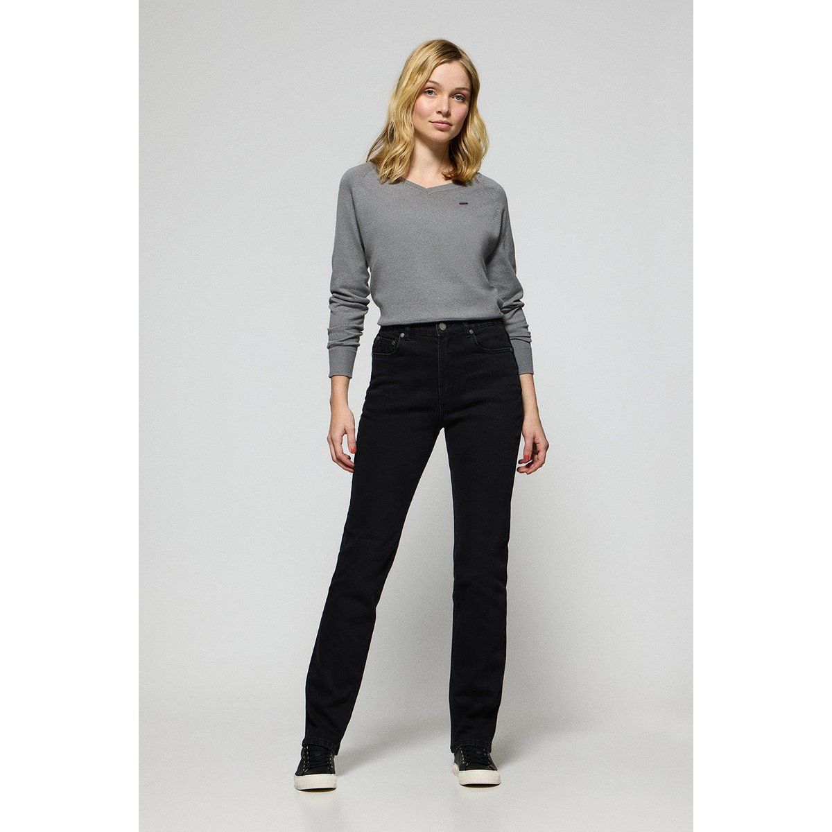 Klassische Straight Leg Jeans mit hohem Bund