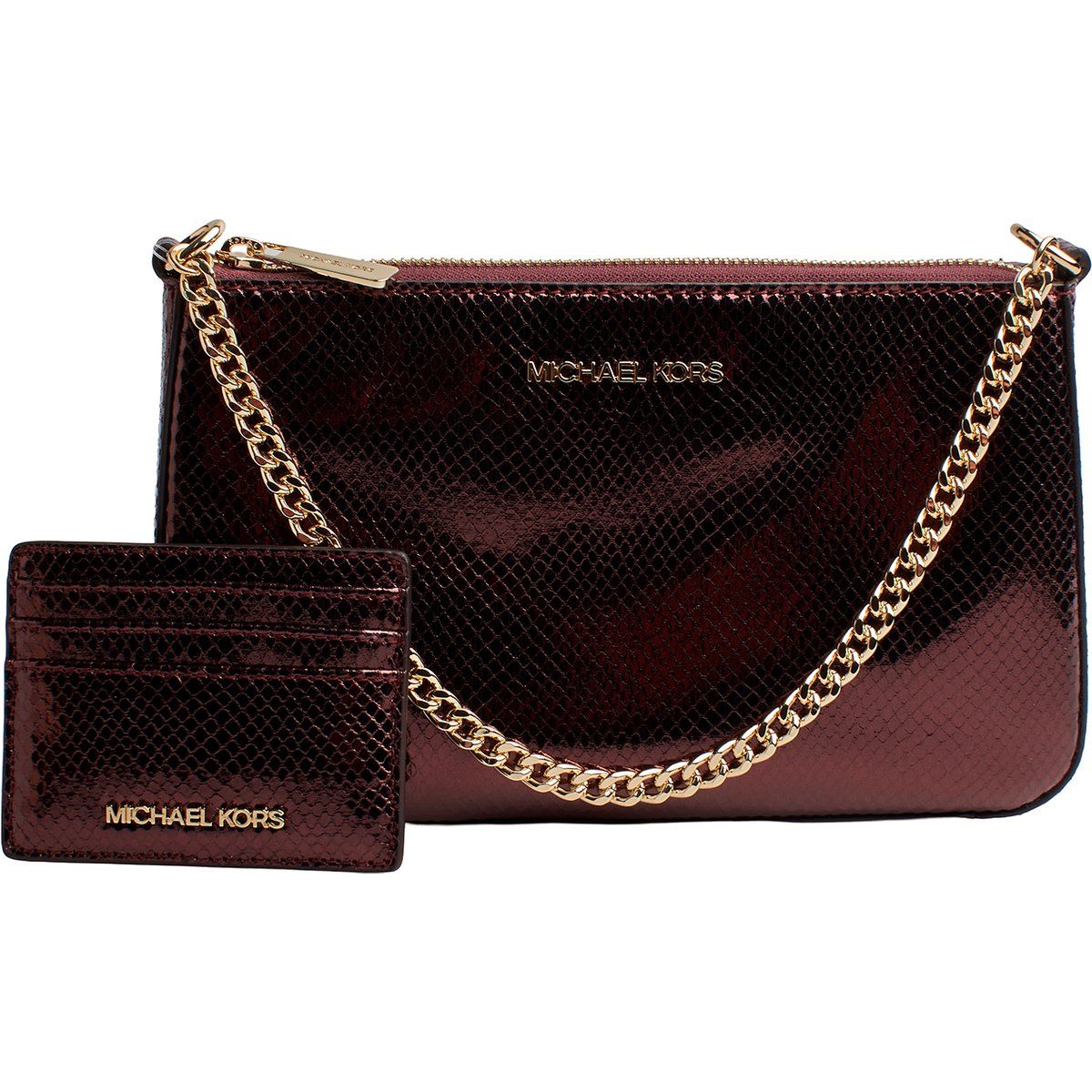 Metallic-Clutch-Set mit Schlangenprägung