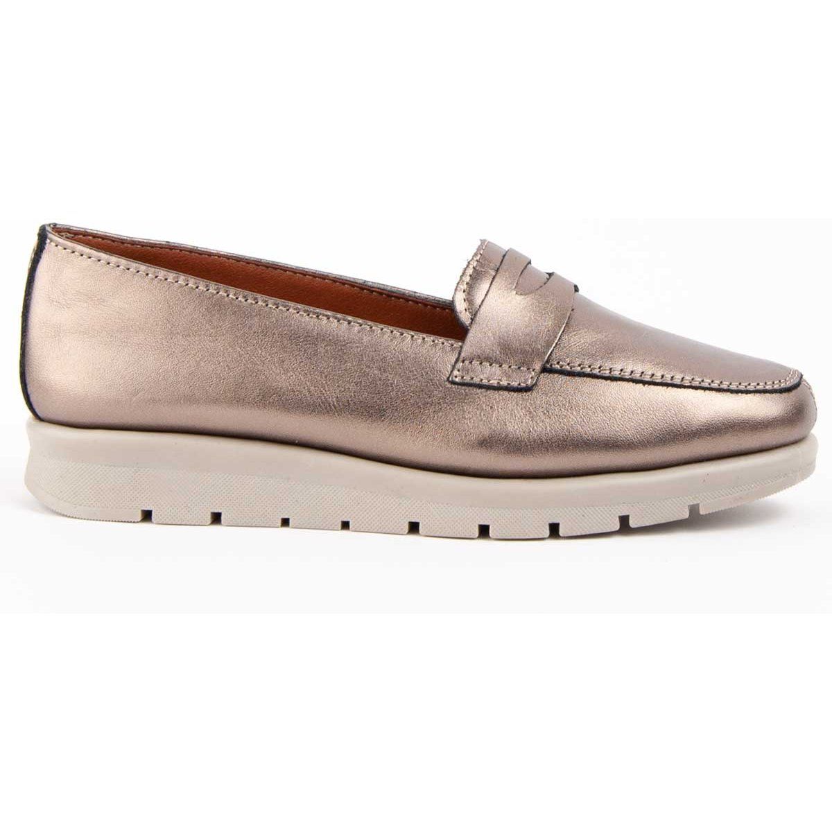Metallischer Bronze Penny Loafer mit Plateausohle