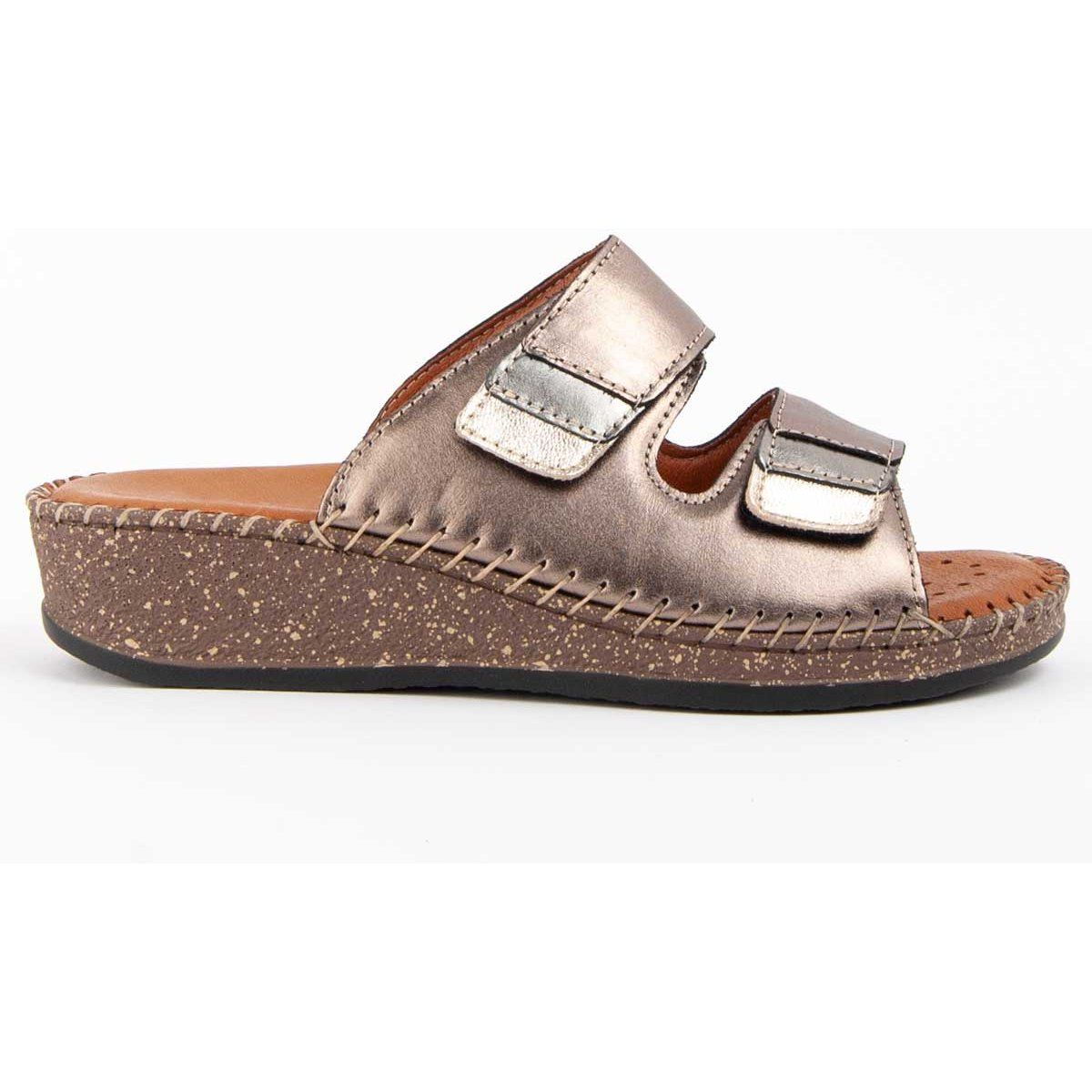 Metallic Keilsandalen mit verstellbaren Riemen