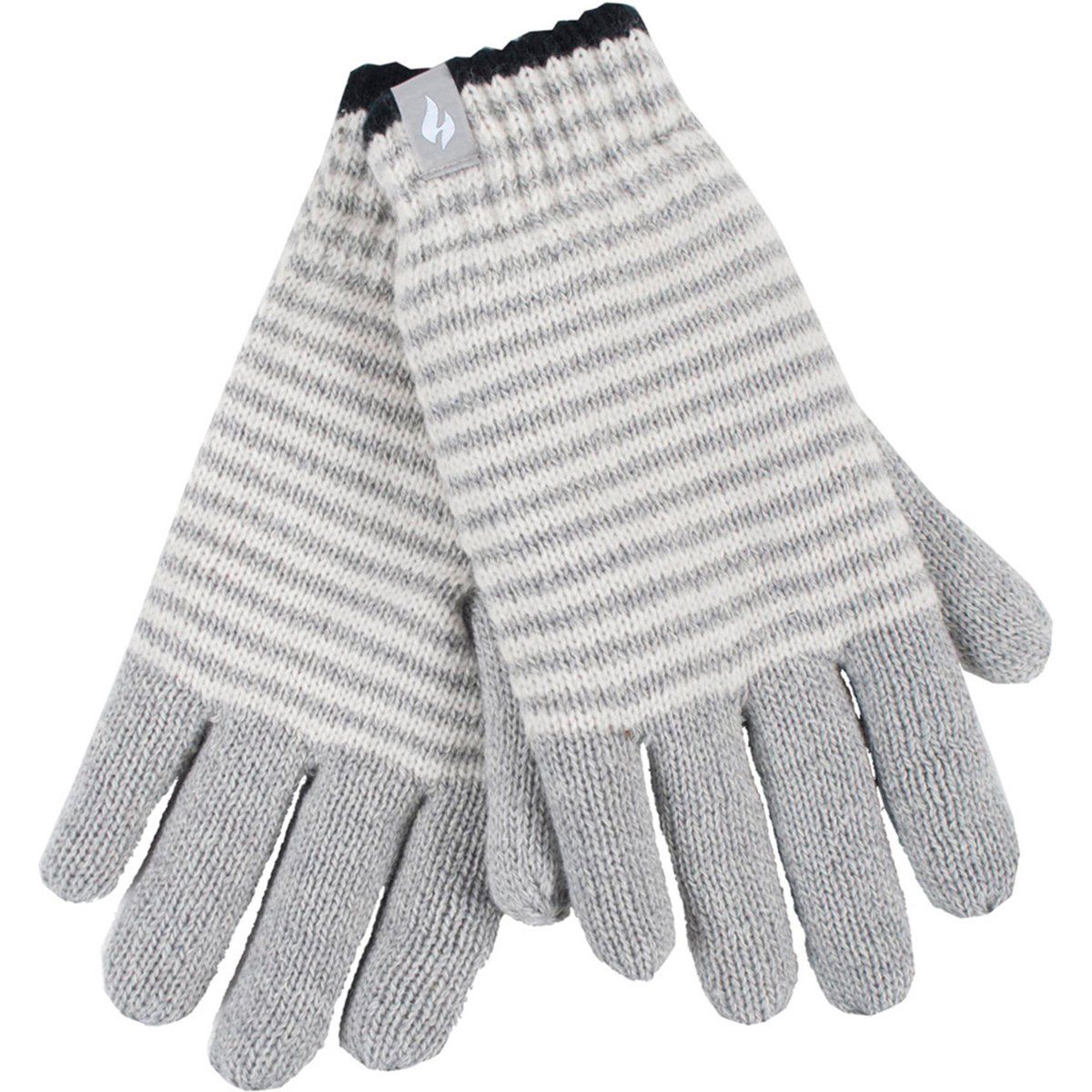 Damen Gestreifte Fleecegefütterte Strickwarme Thermohandschuhe für den Winter