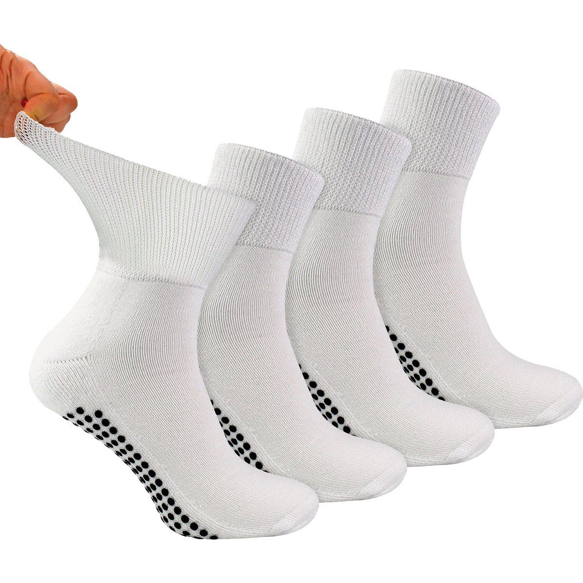 4er-Pack Kurze Bambus-Diabetikersocken mit Grips für Männer und Frauen