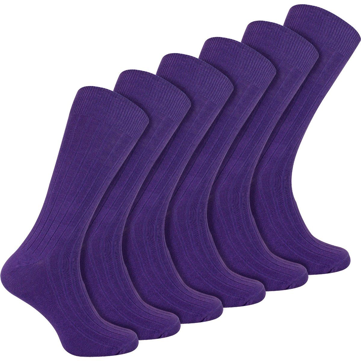 Herren Einfarbige Baumwollreiche Rippensocken