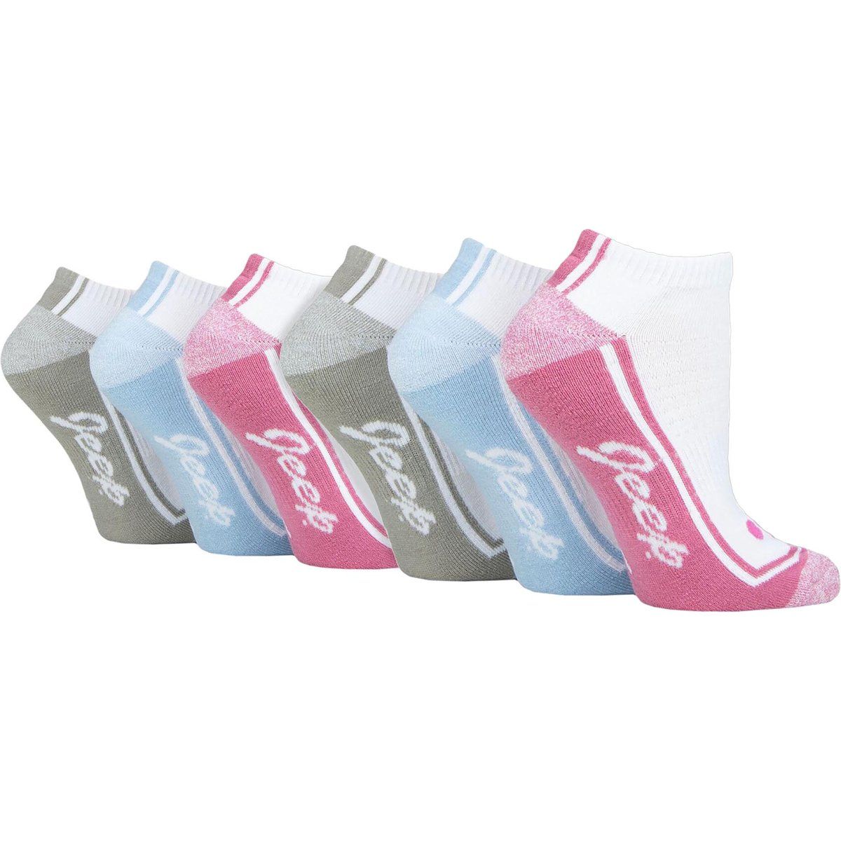 Damen 6er Pack Trainer Socken | Atmungsaktive Gepolsterte Kurzsocken für den Sport