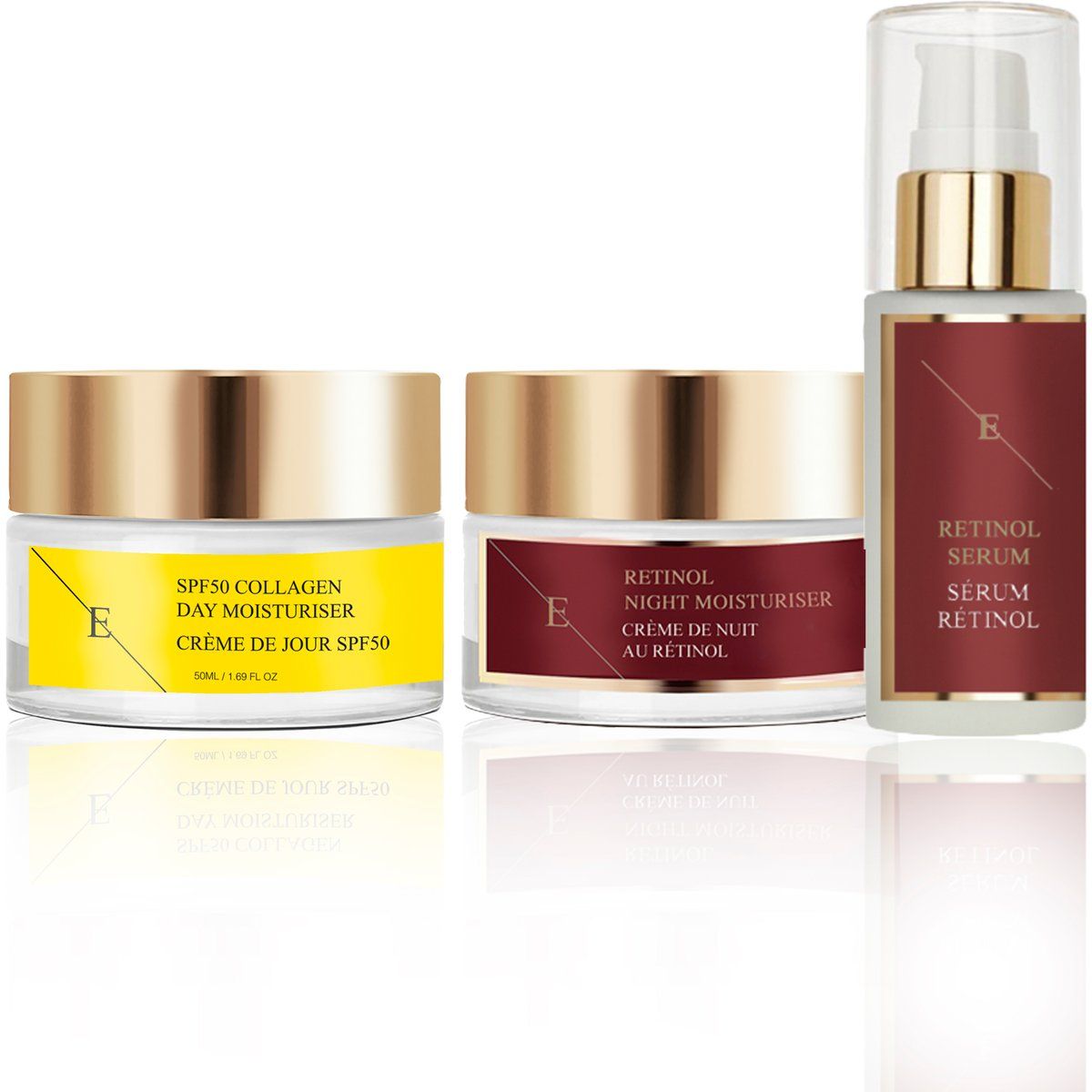 Hautpflege-Set: Retinol, Kollagen, SPF50