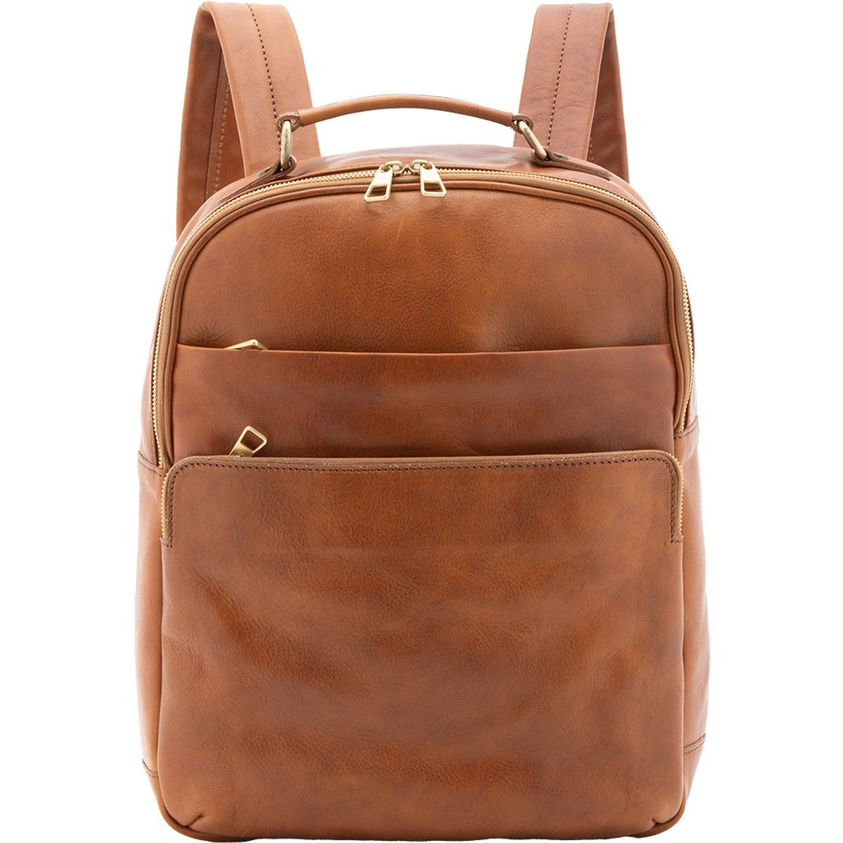 Klassischer handgefertigter Lederrucksack mit Reißverschluss