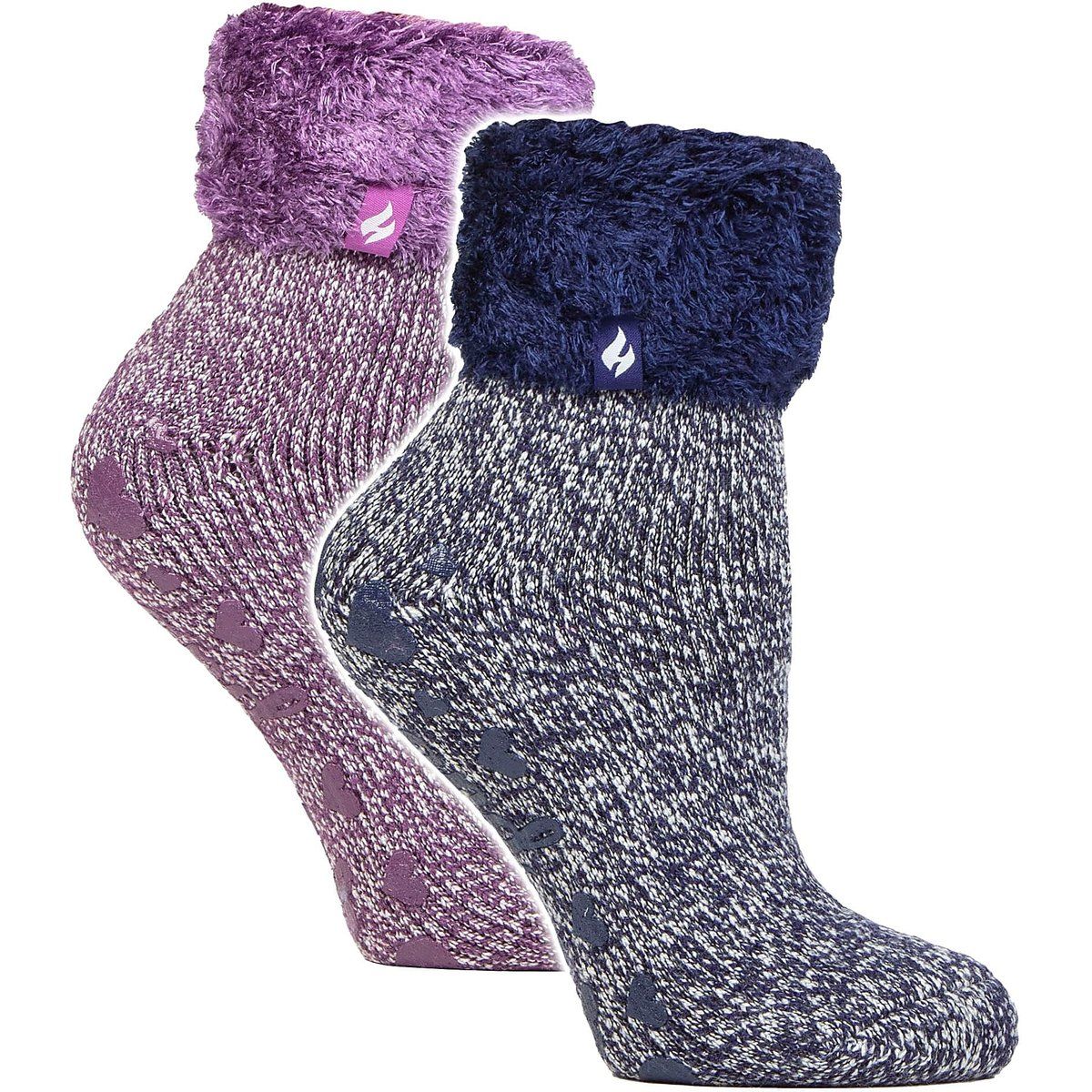 2er Pack Damenweiche Lounge-Socken mit Grips