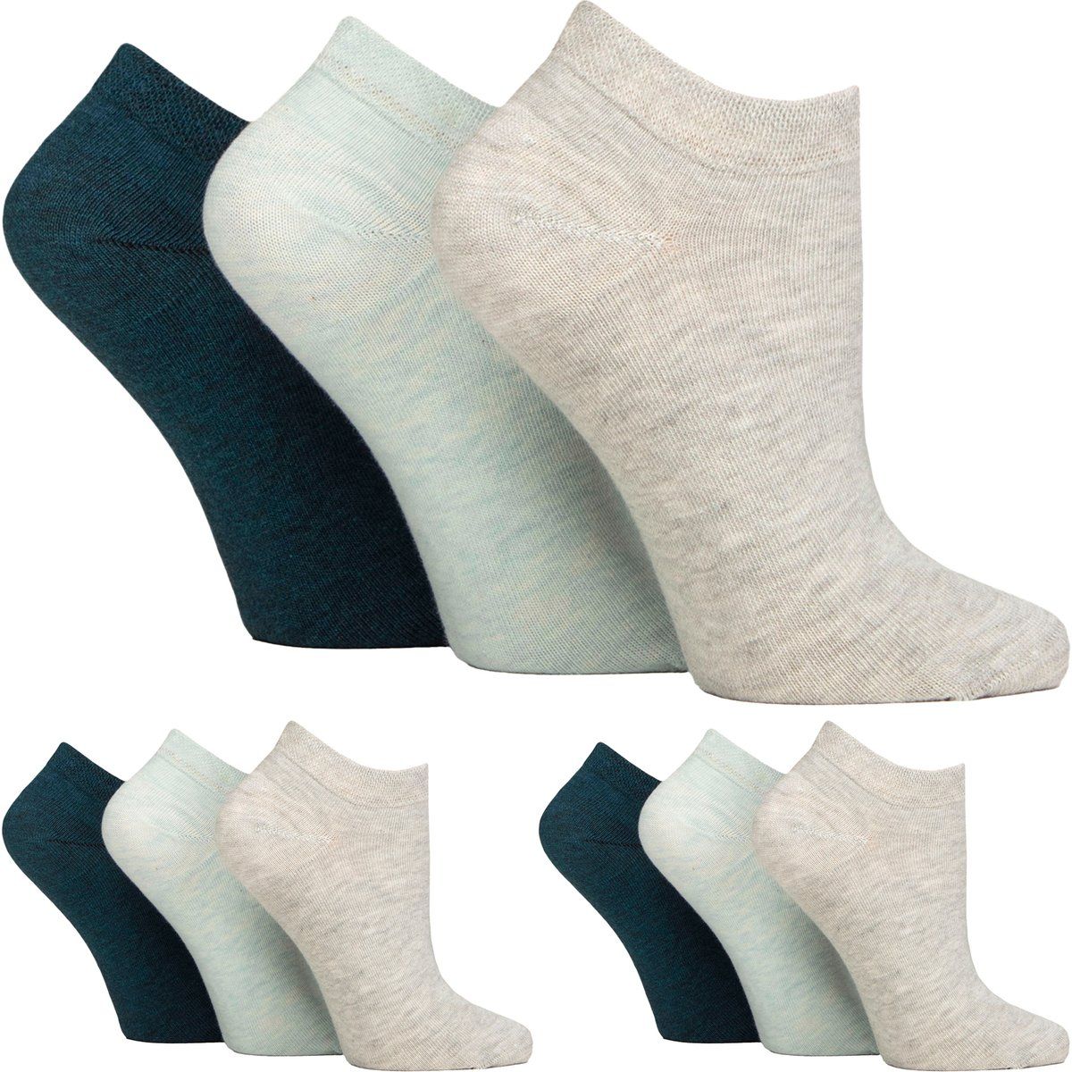 9er Pack Damen Diabetiker Trainingssocken | Breite Knöchelsocken für geschwollene Füße