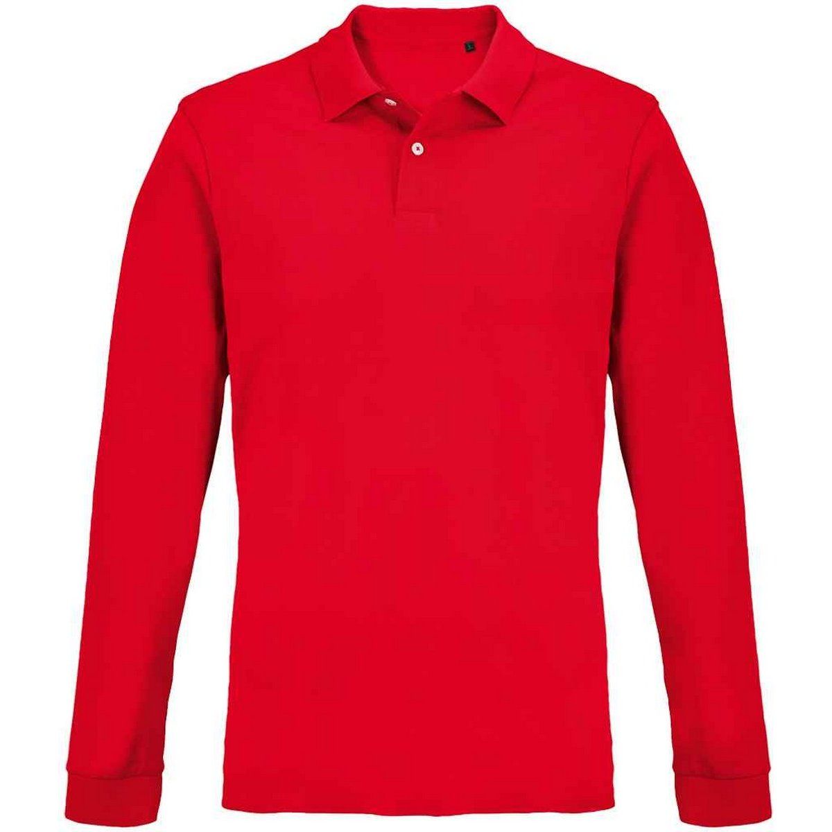 Rotes Langarm Piqué Polo Shirt