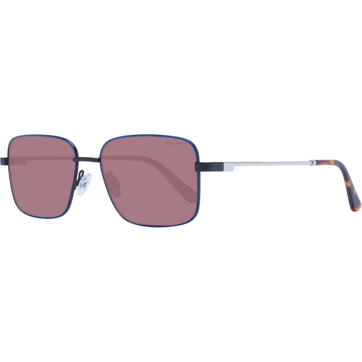 Quadratische Metall Sonnenbrille mit Schildpattbügeln