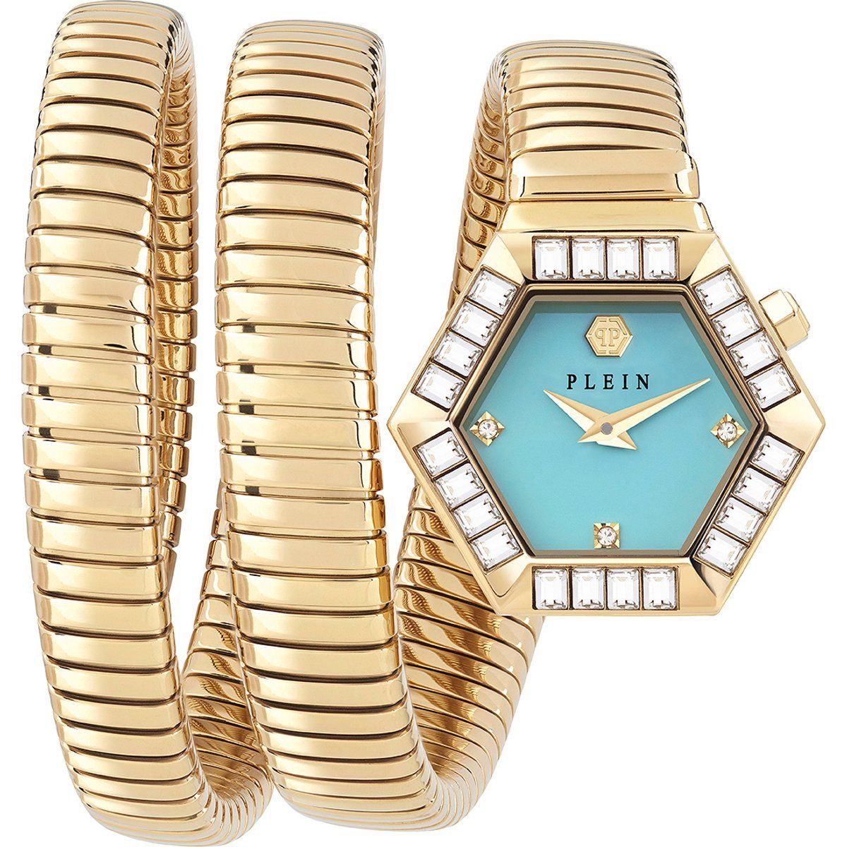 Goldfarbene Armbanduhr Hexagon Zifferblatt
