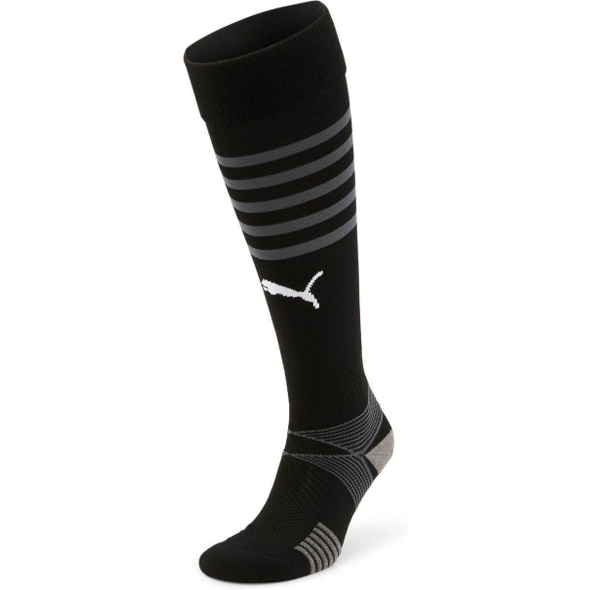 Schwarze Kniestrumpf-Fußballsocken mit Streifen