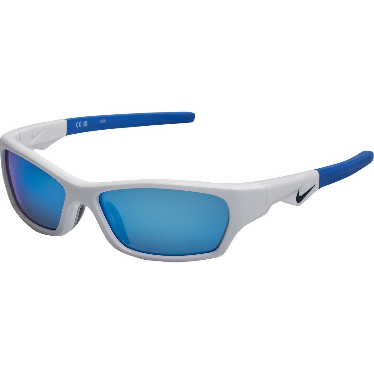 Sportliche rechteckige Sonnenbrille mit blauen Gläsern