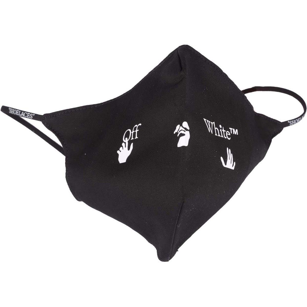 Schwarze modische Gesichtsmaske mit weißen Aufdrucken