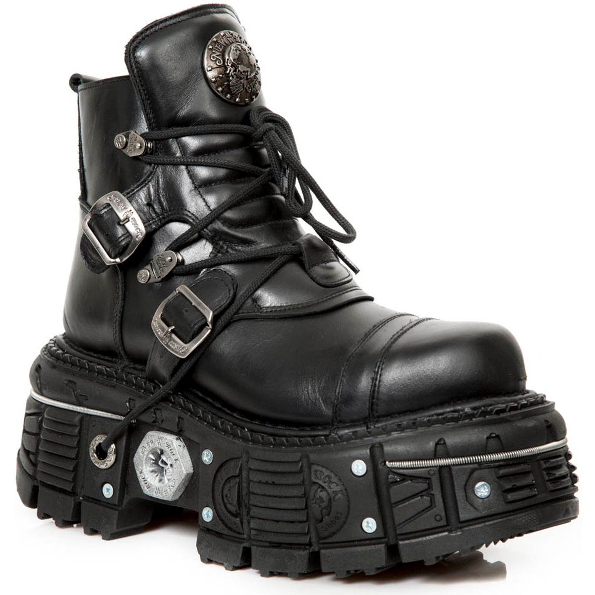 Schwarze Gothic Plateau Stiefeletten