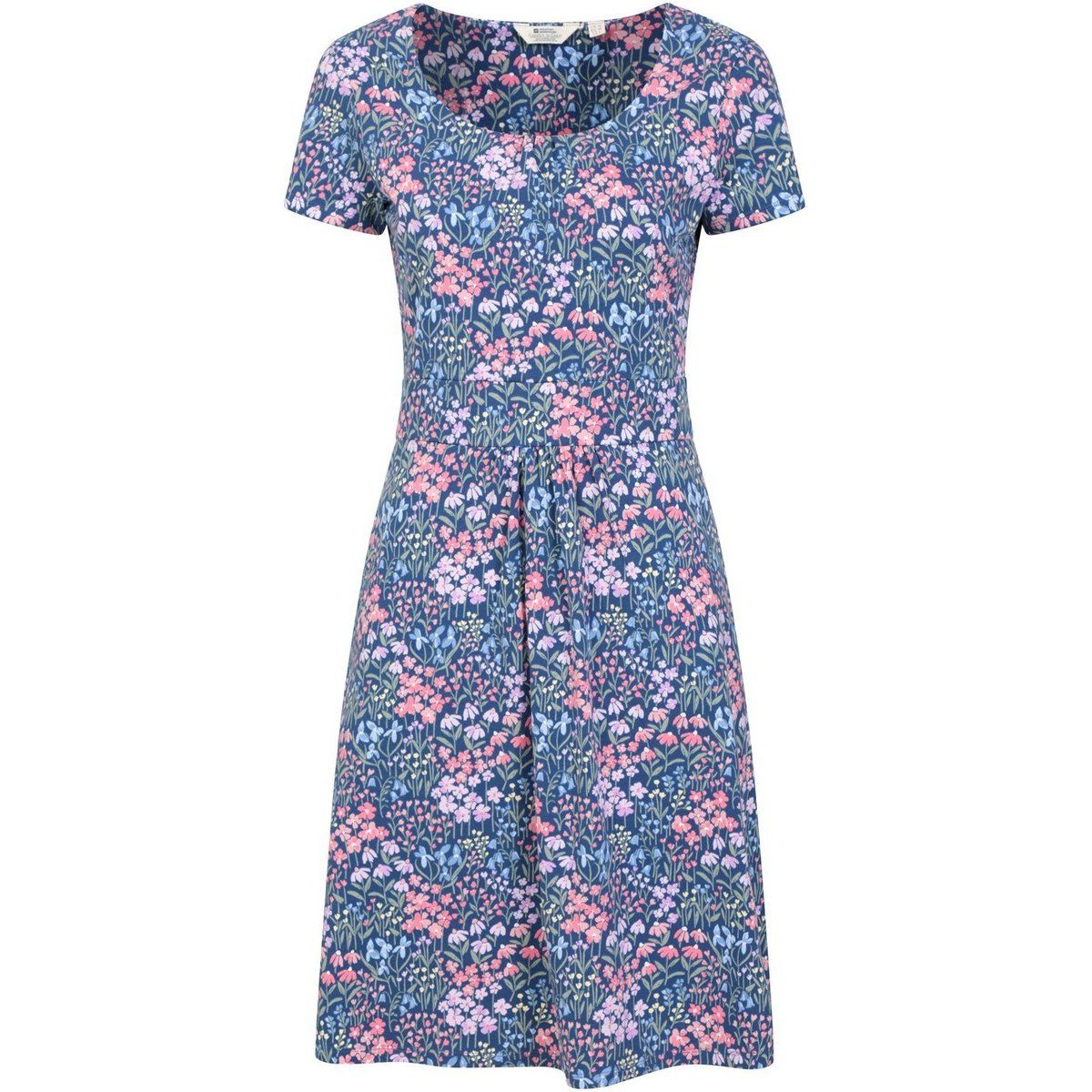 Geblümtes Kurzarm-Midikleid