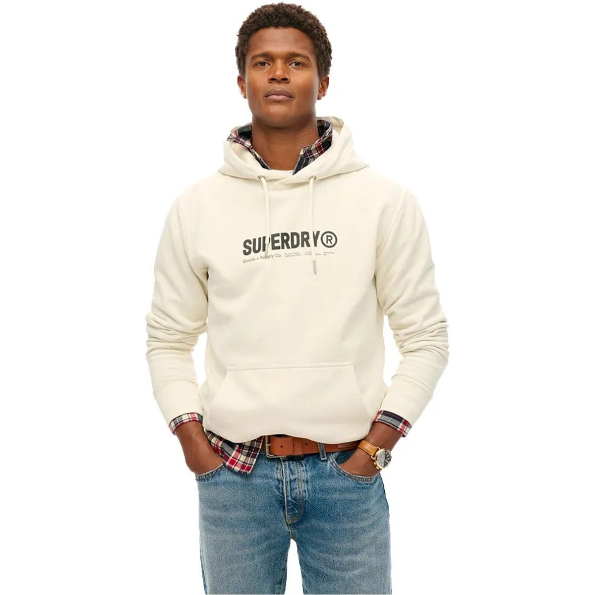 Lässiger beiger Baumwollmix-Hoodie