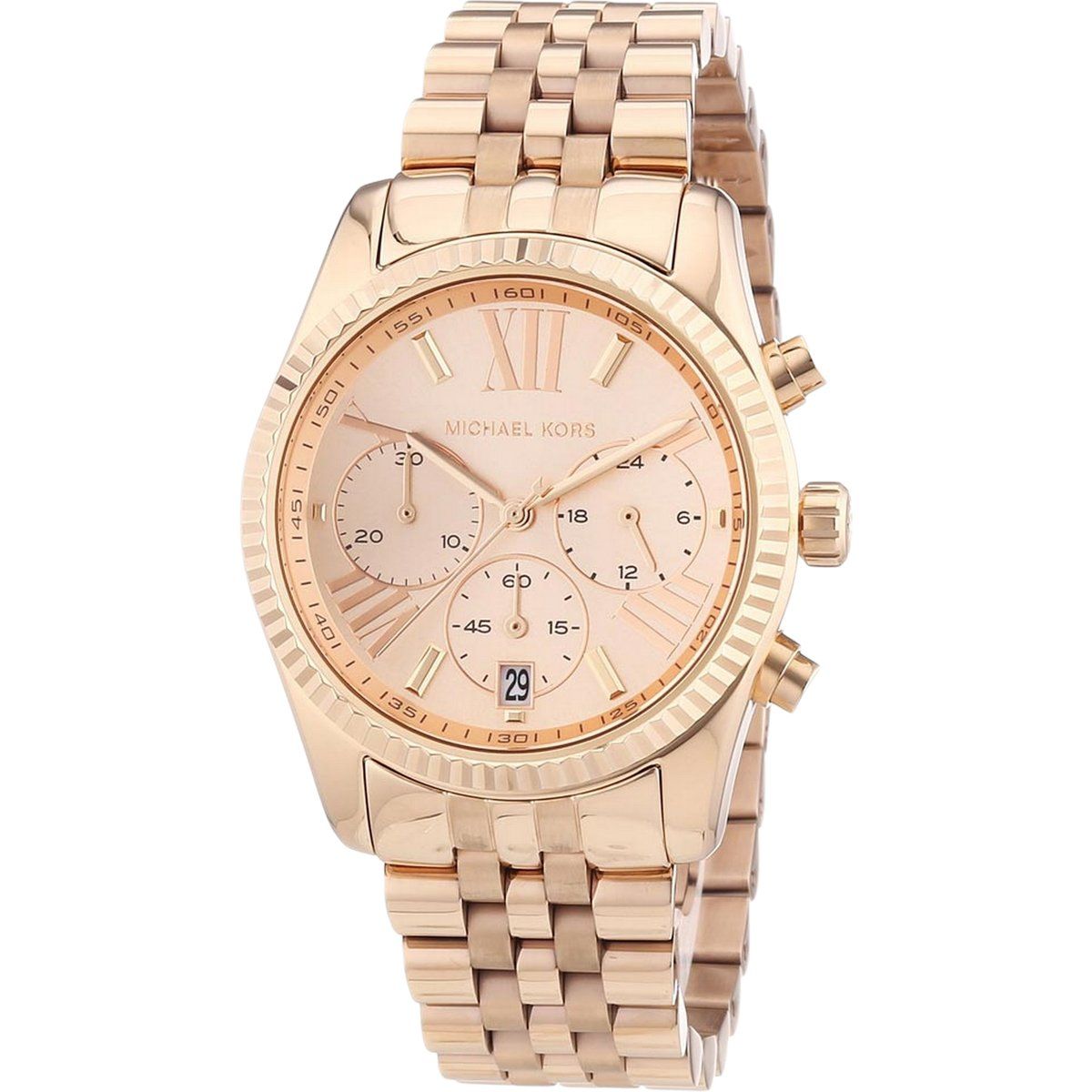 Roségoldene Edelstahl-Chronographenuhr