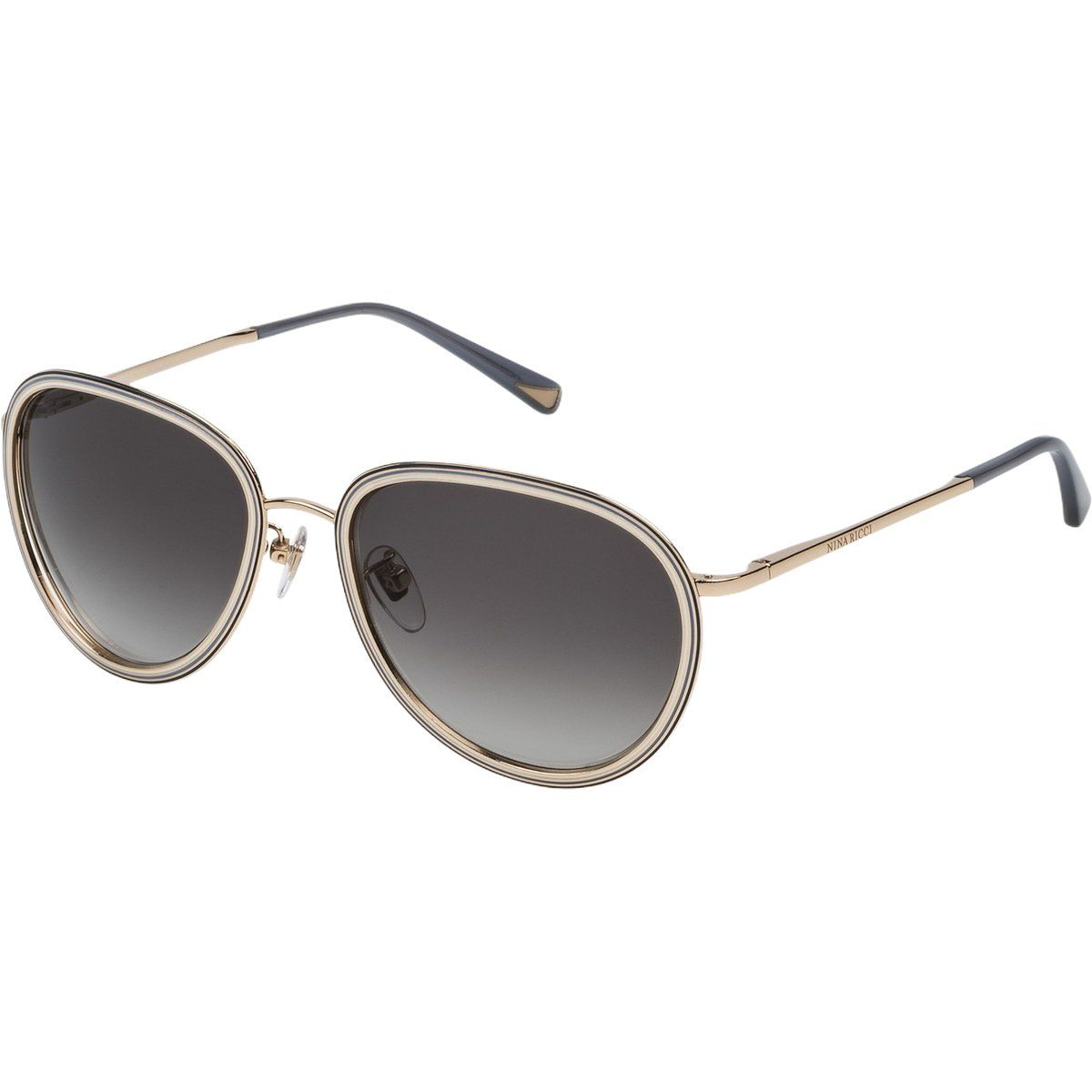 Ovale Metall Sonnenbrille mit Farbverlaufsglas