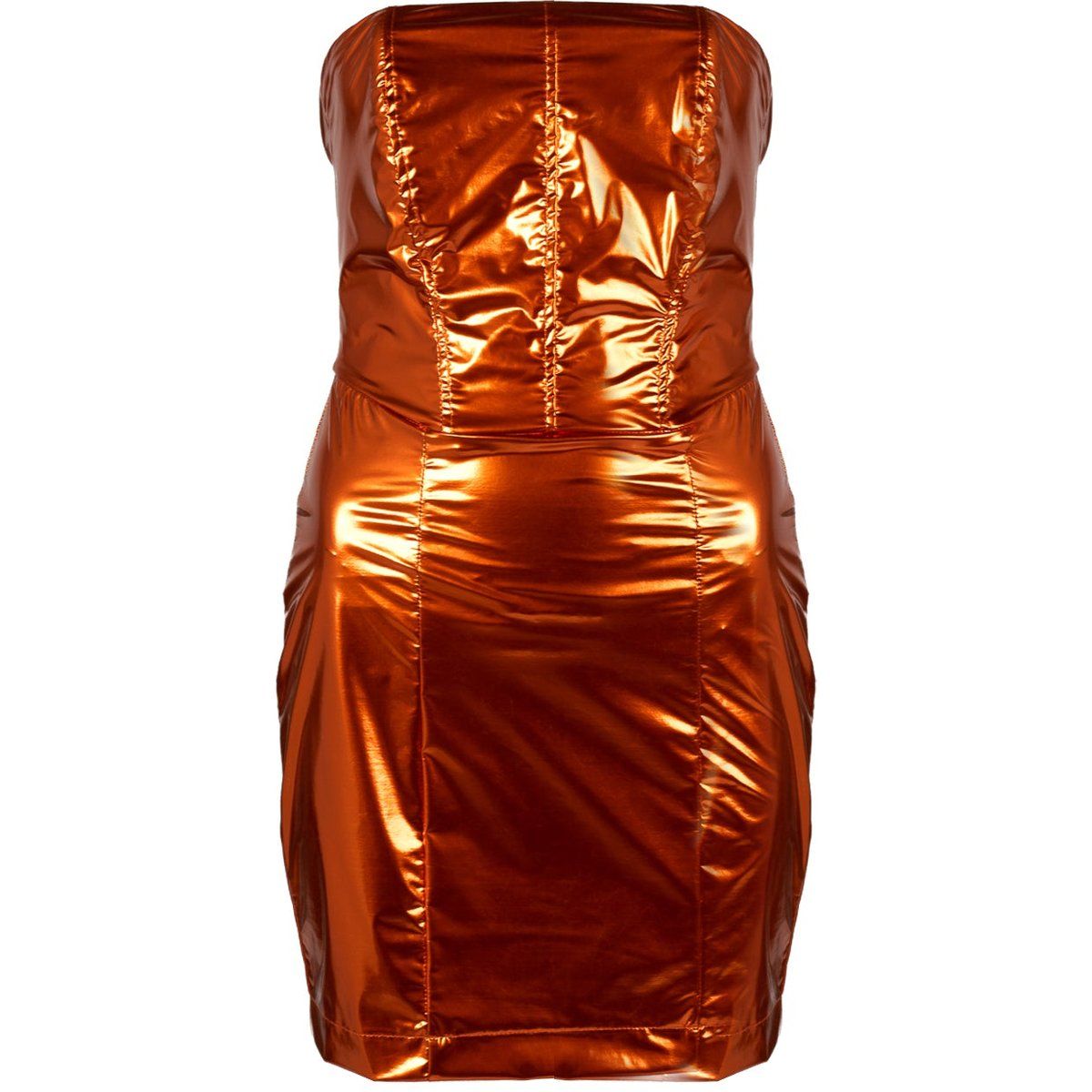 Metallisches trägerloses Minikleid