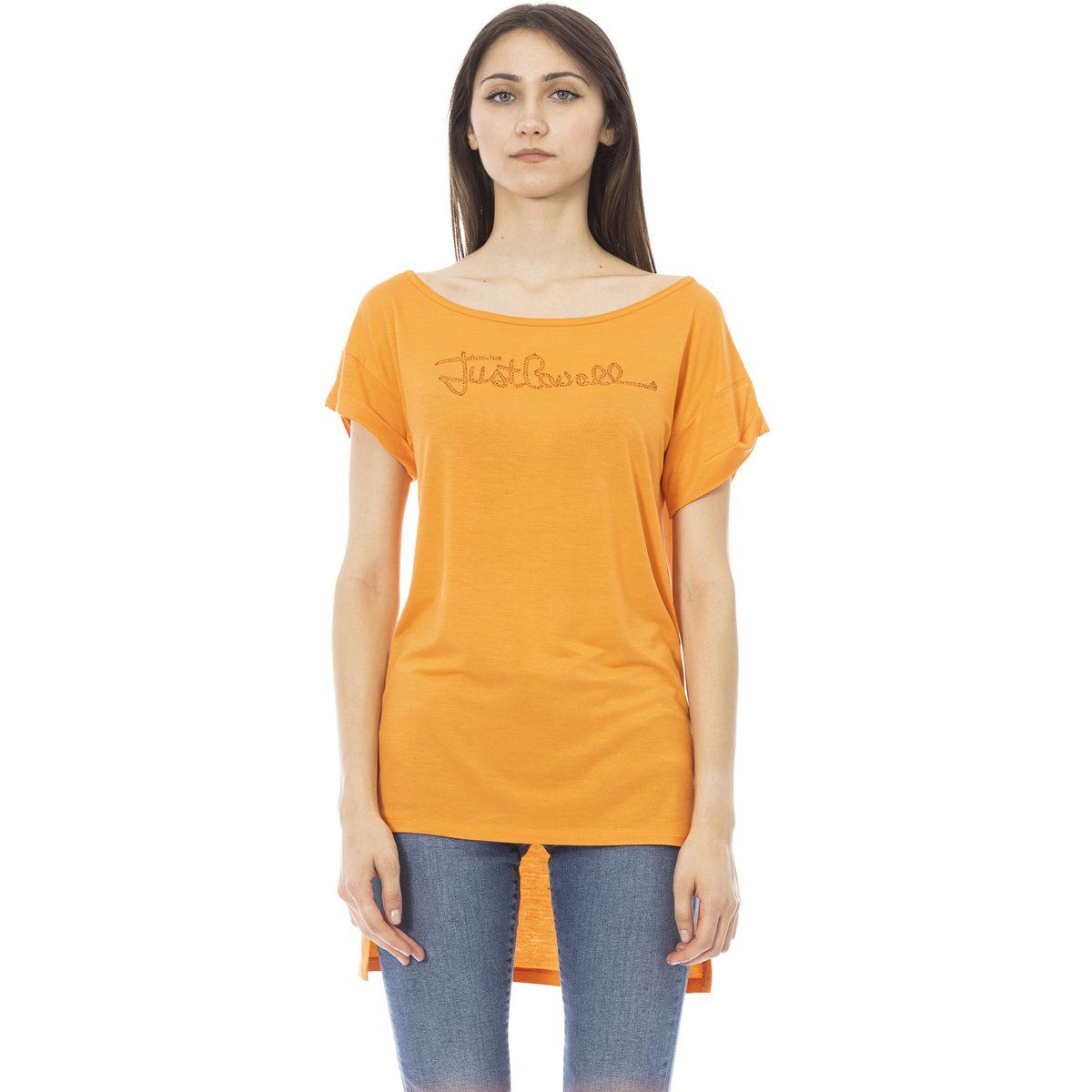 Locker geschnittenes T-Shirt mit Strass