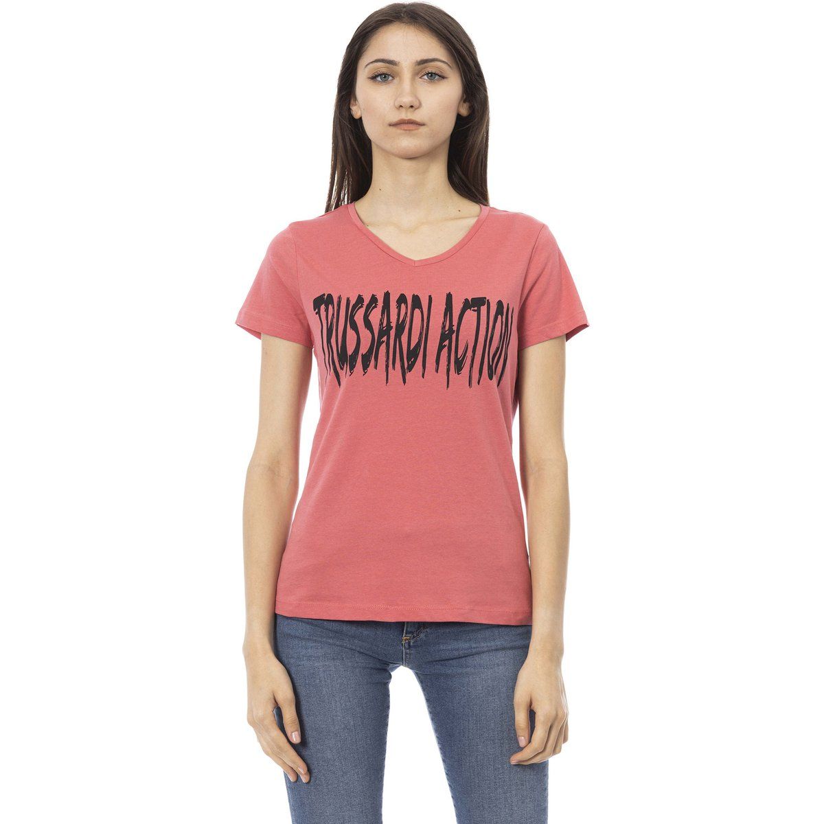 Damen Kurzarm V-Ausschnitt T-Shirt