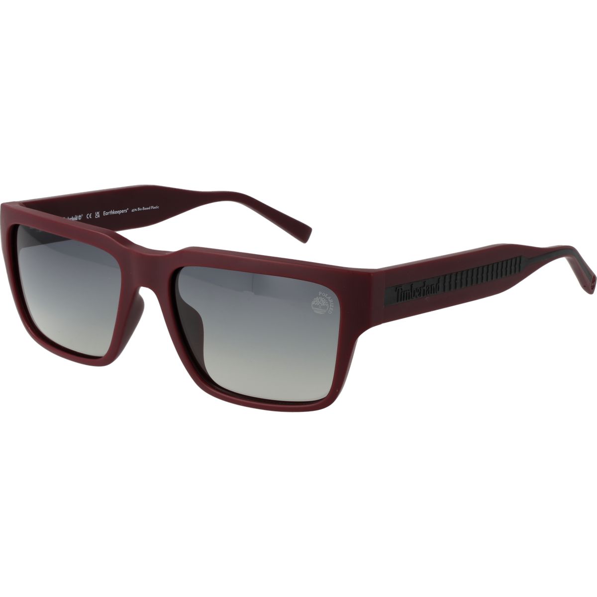 Burgunderfarbene rechteckige Sonnenbrille mit Vollrand