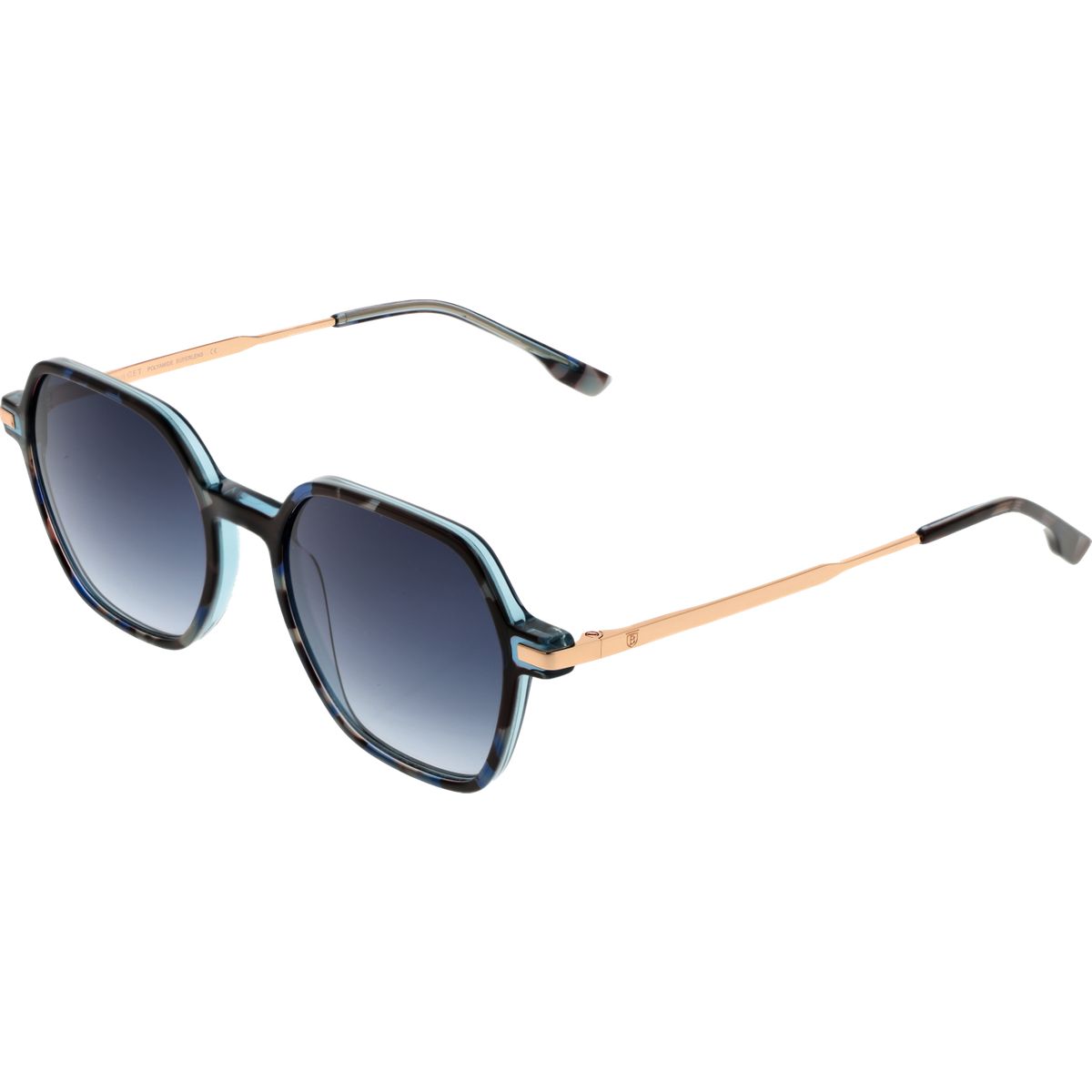 Hexagonale Sonnenbrille mit Farbverlaufsgläsern