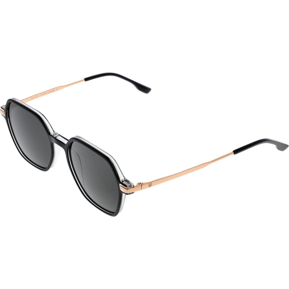 Geometrische schwarze und goldene Sonnenbrille