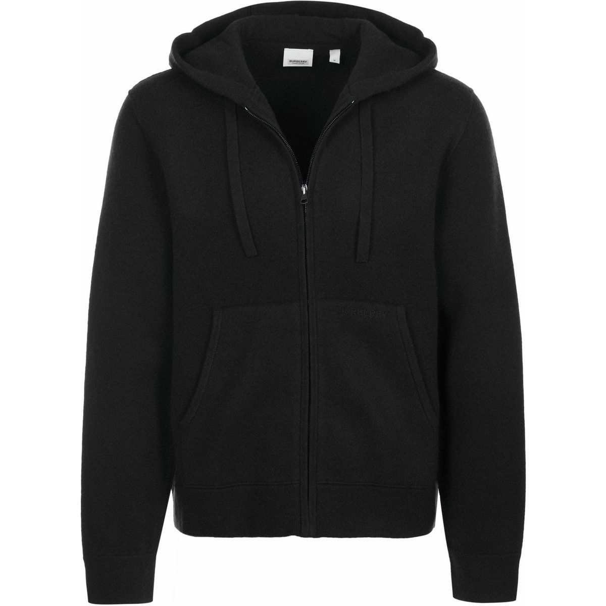 Kaschmir-Kapuzenjacke mit Reißverschluss und Logo