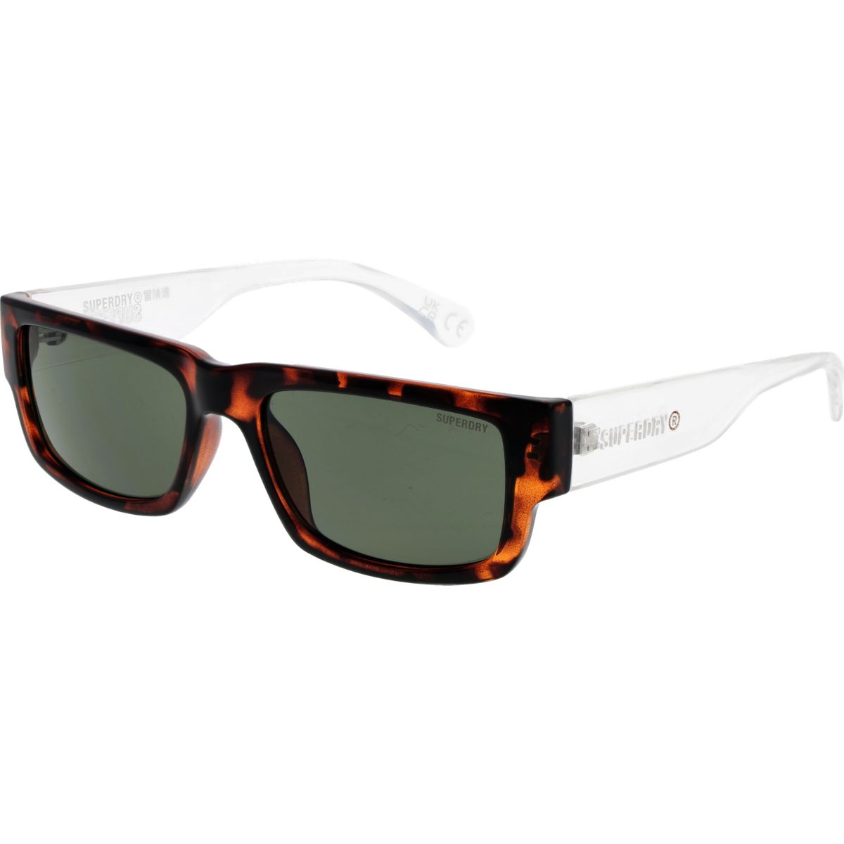 Rechteckige Sonnenbrille in Schildpatt-Optik