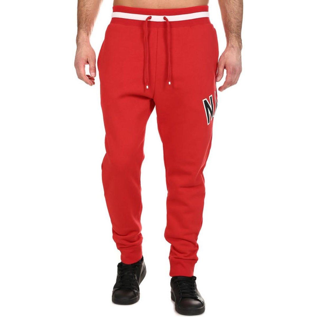 Rote Fleece-Jogginghose mit Bunddetail